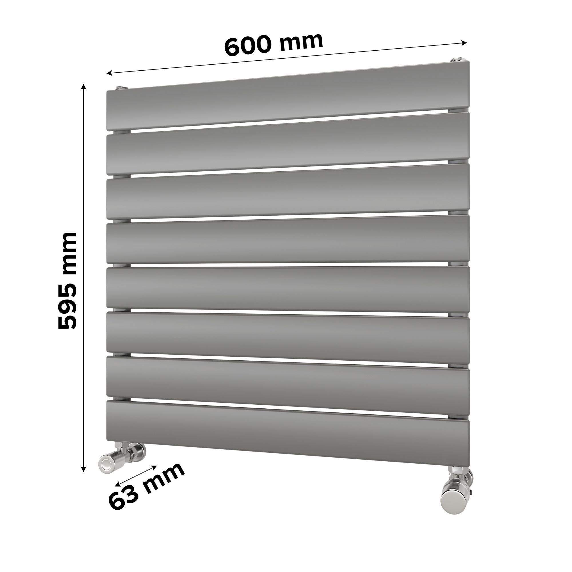 Ximax Vertirad Satin silver effect Horizontal Designer panel Radiator, (W)600mm x (H)595mm