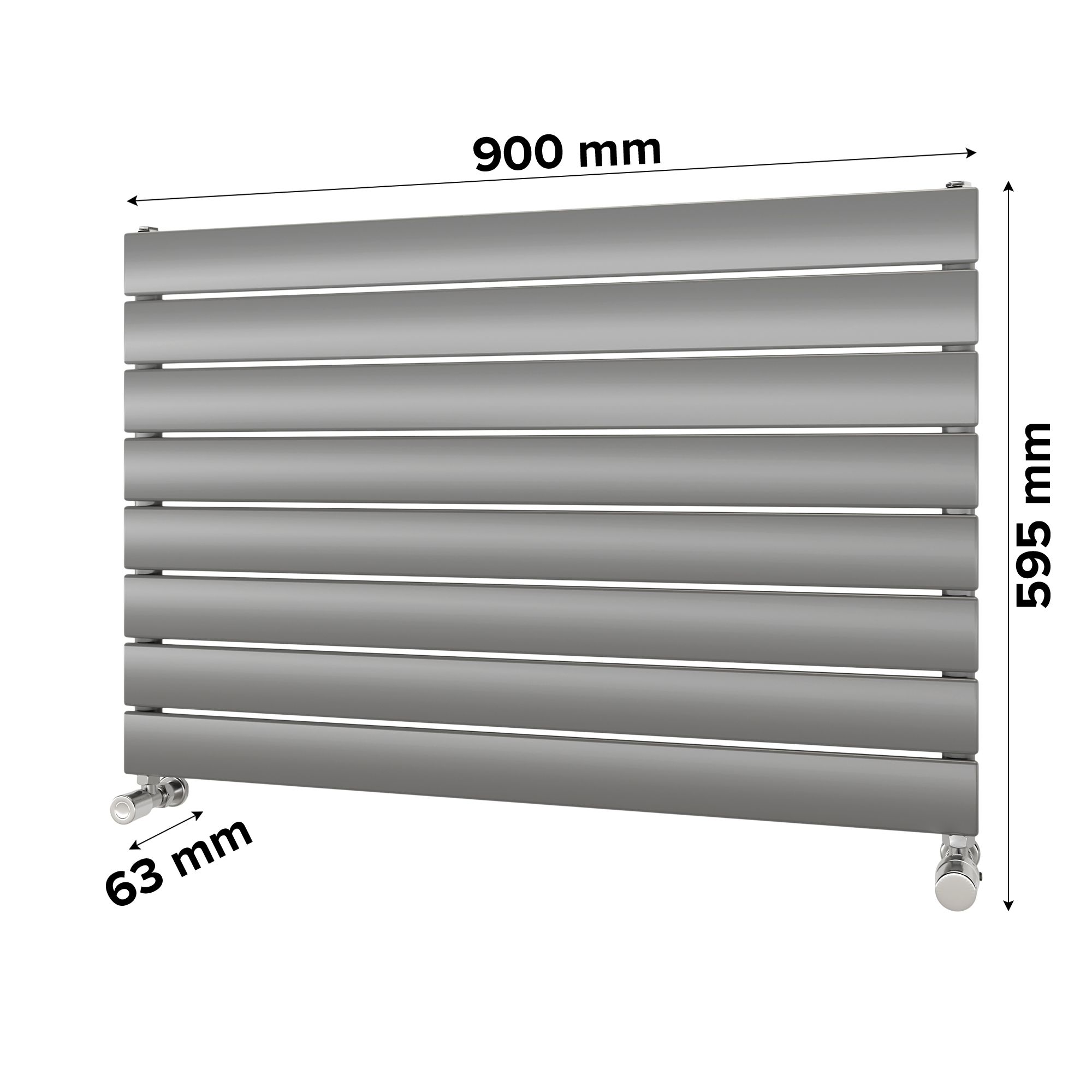 Ximax Vertirad Satin silver effect Horizontal Designer panel Radiator, (W)900mm x (H)595mm