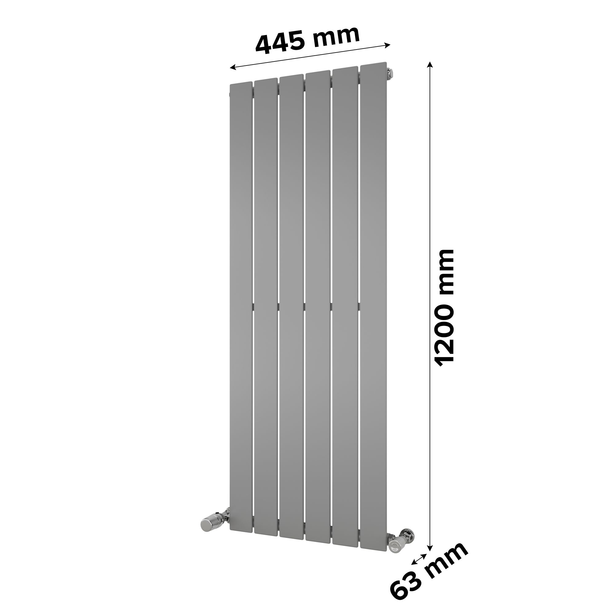 Ximax Vertirad Satin silver effect Vertical Designer panel Radiator, (W)445mm x (H)1200mm