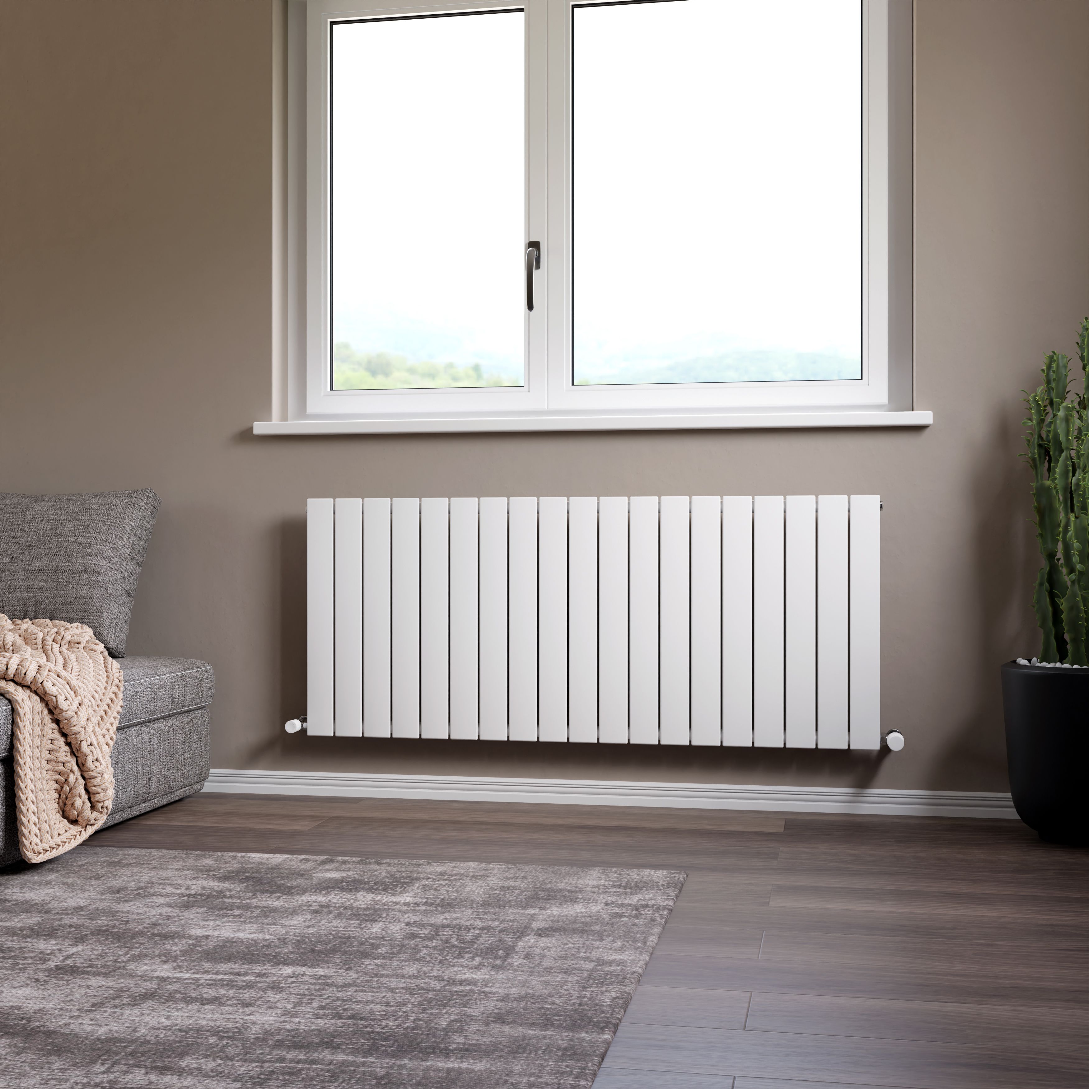 Ximax Vertirad Satin white Horizontal Designer panel Radiator, (W)1420mm x (H)600mm