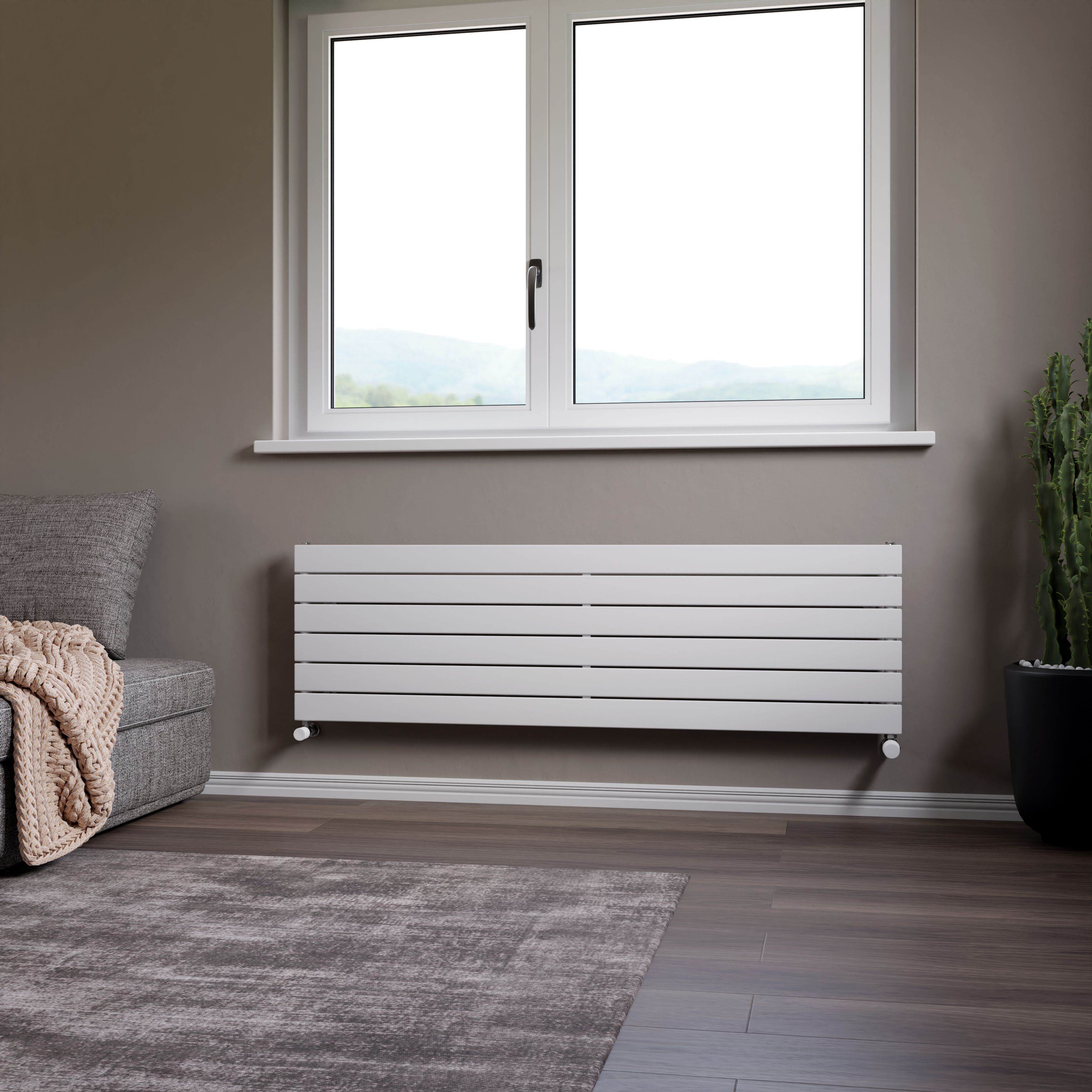 Ximax Vertirad Satin white Horizontal Designer panel Radiator, (W)1500mm x (H)445mm