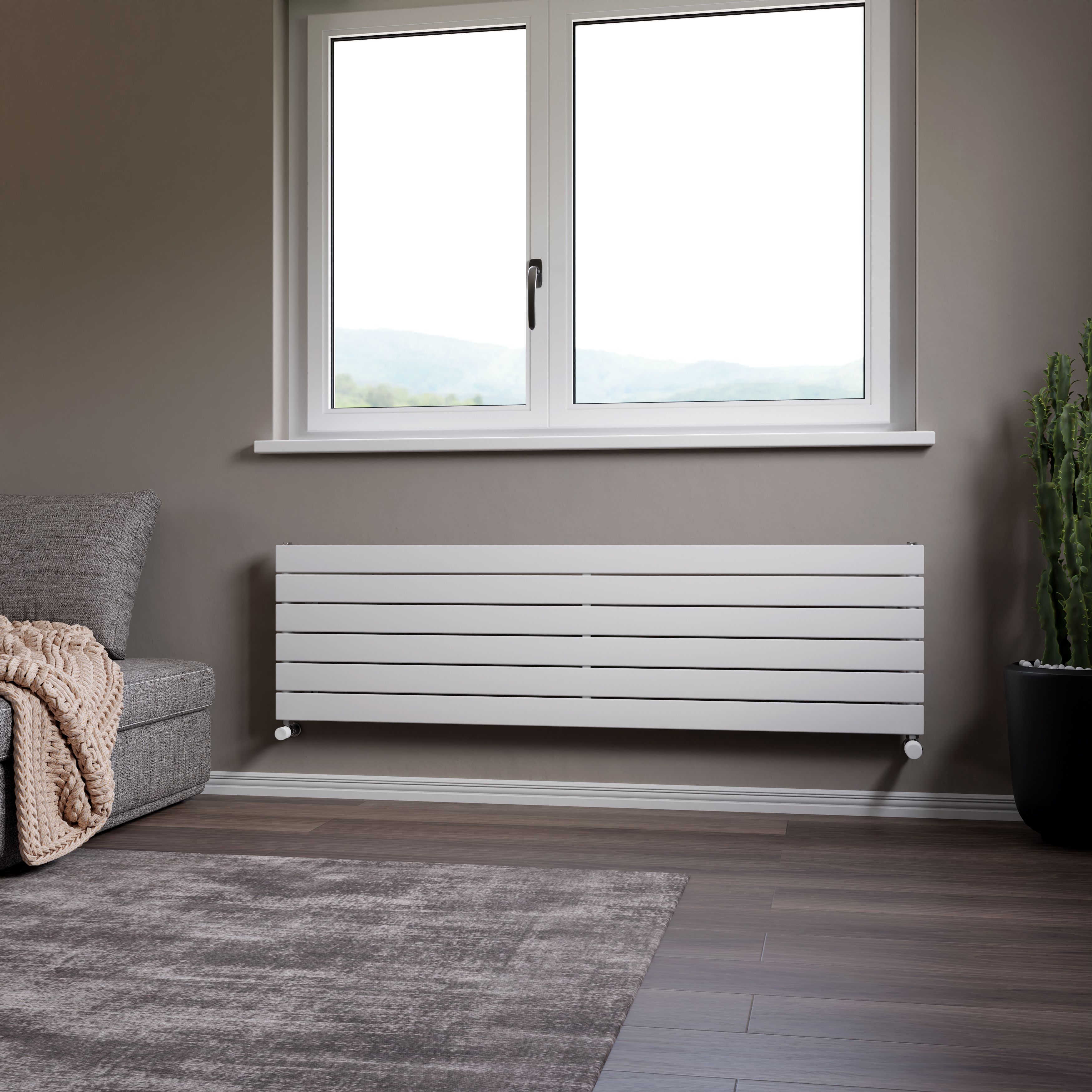 Ximax Vertirad Satin white Horizontal Designer panel Radiator, (W)1600mm x (H)445mm