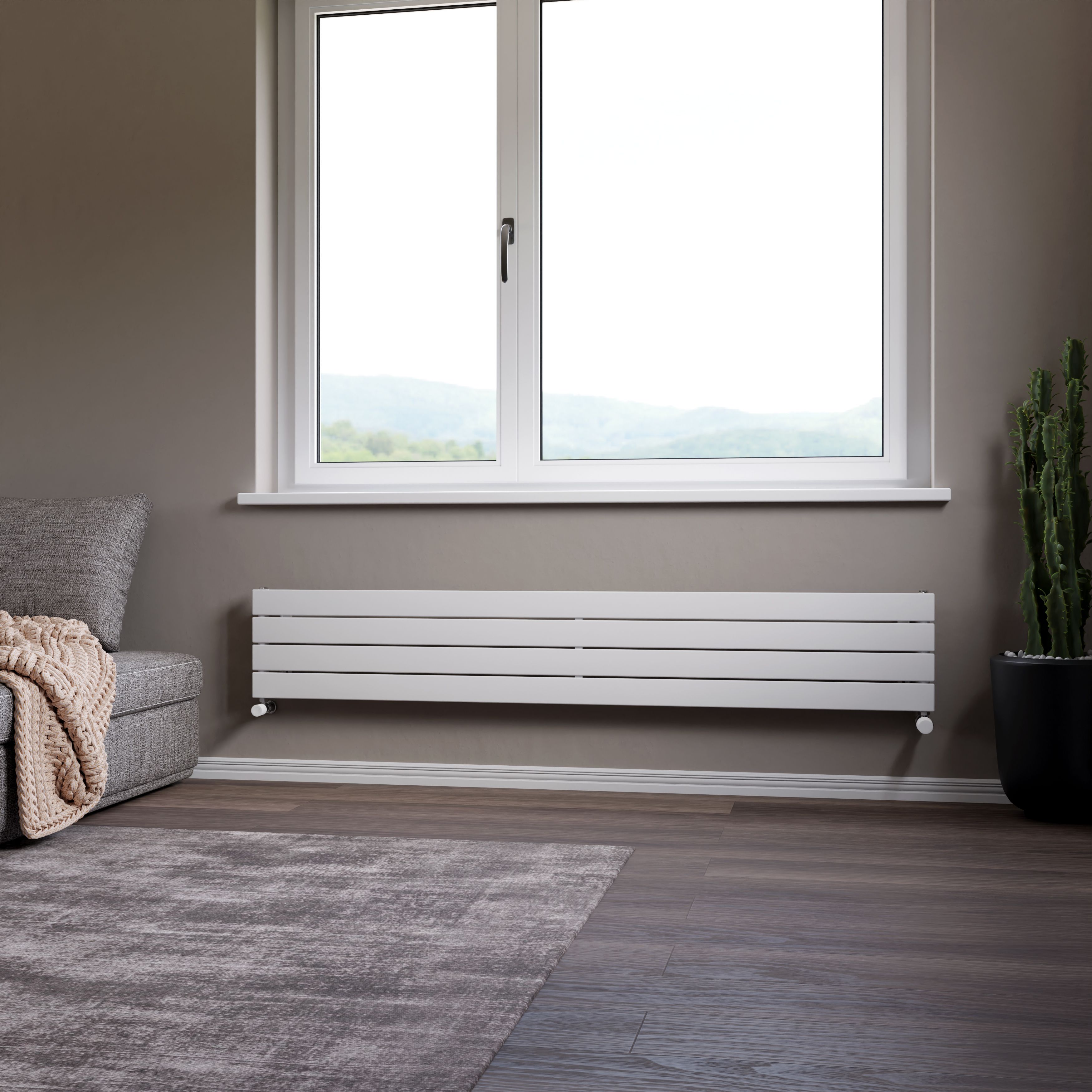 Ximax Vertirad Satin white Horizontal Designer panel Radiator, (W)1800mm x (H)295mm