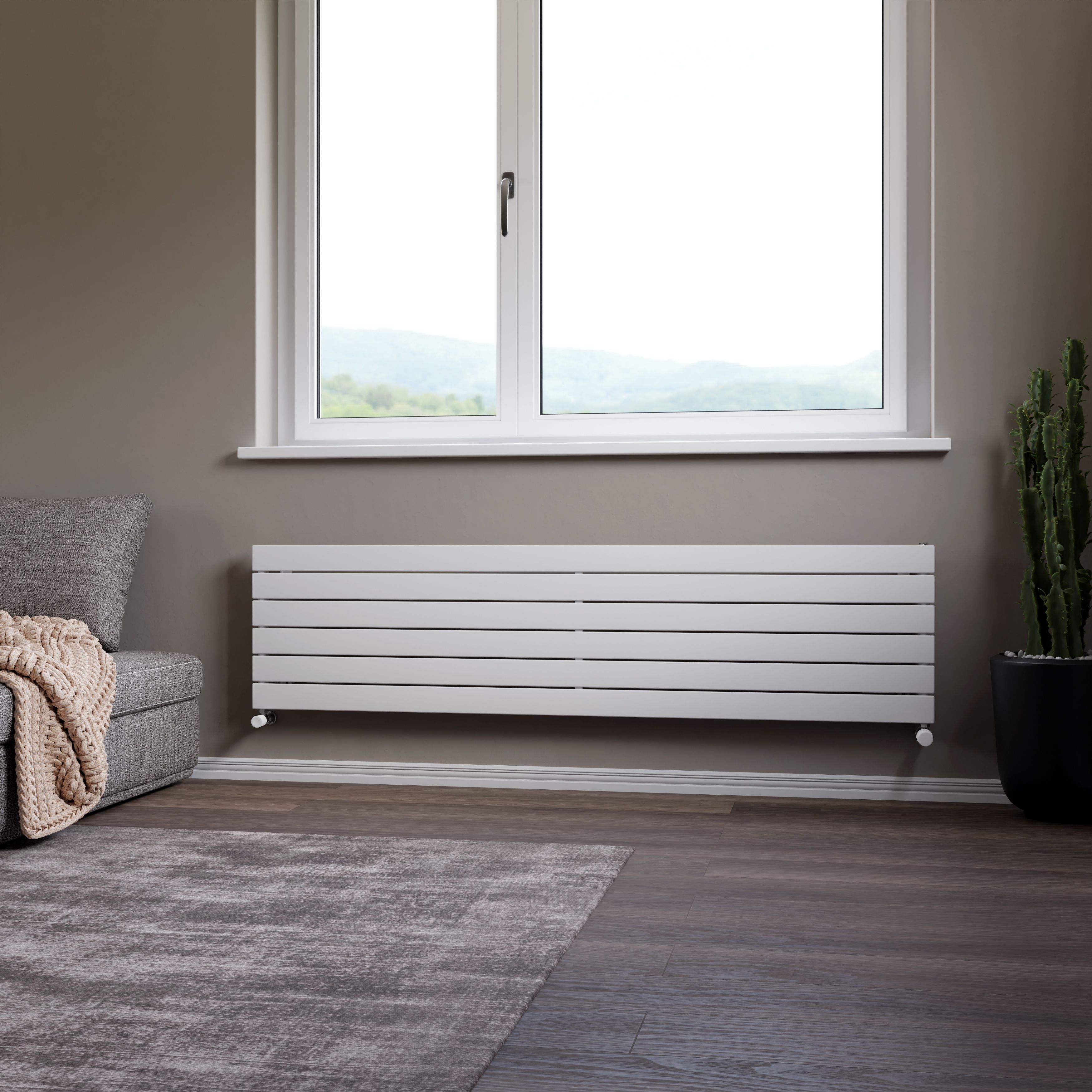 Ximax Vertirad Satin white Horizontal Designer panel Radiator, (W)1800mm x (H)445mm