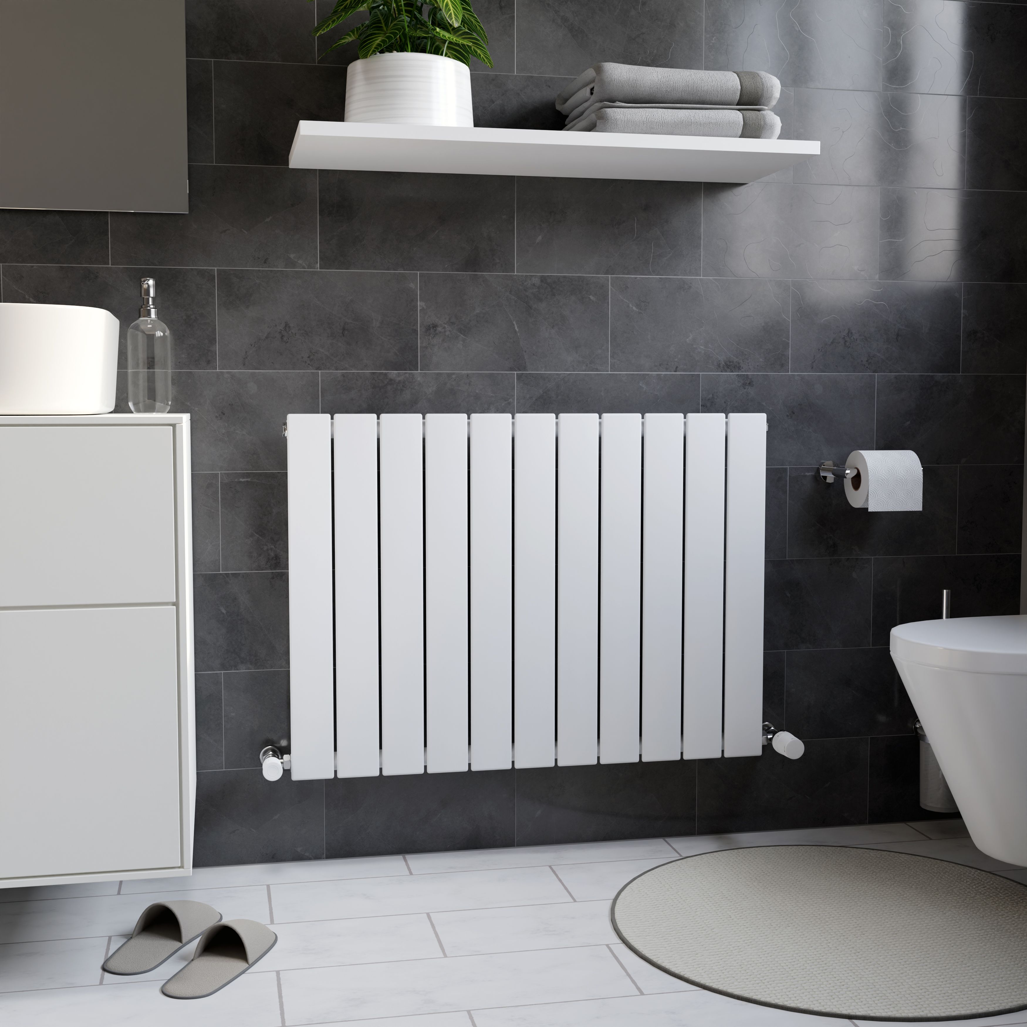 Ximax Vertirad Satin white Horizontal Designer panel Radiator, (W)820mm x (H)600mm