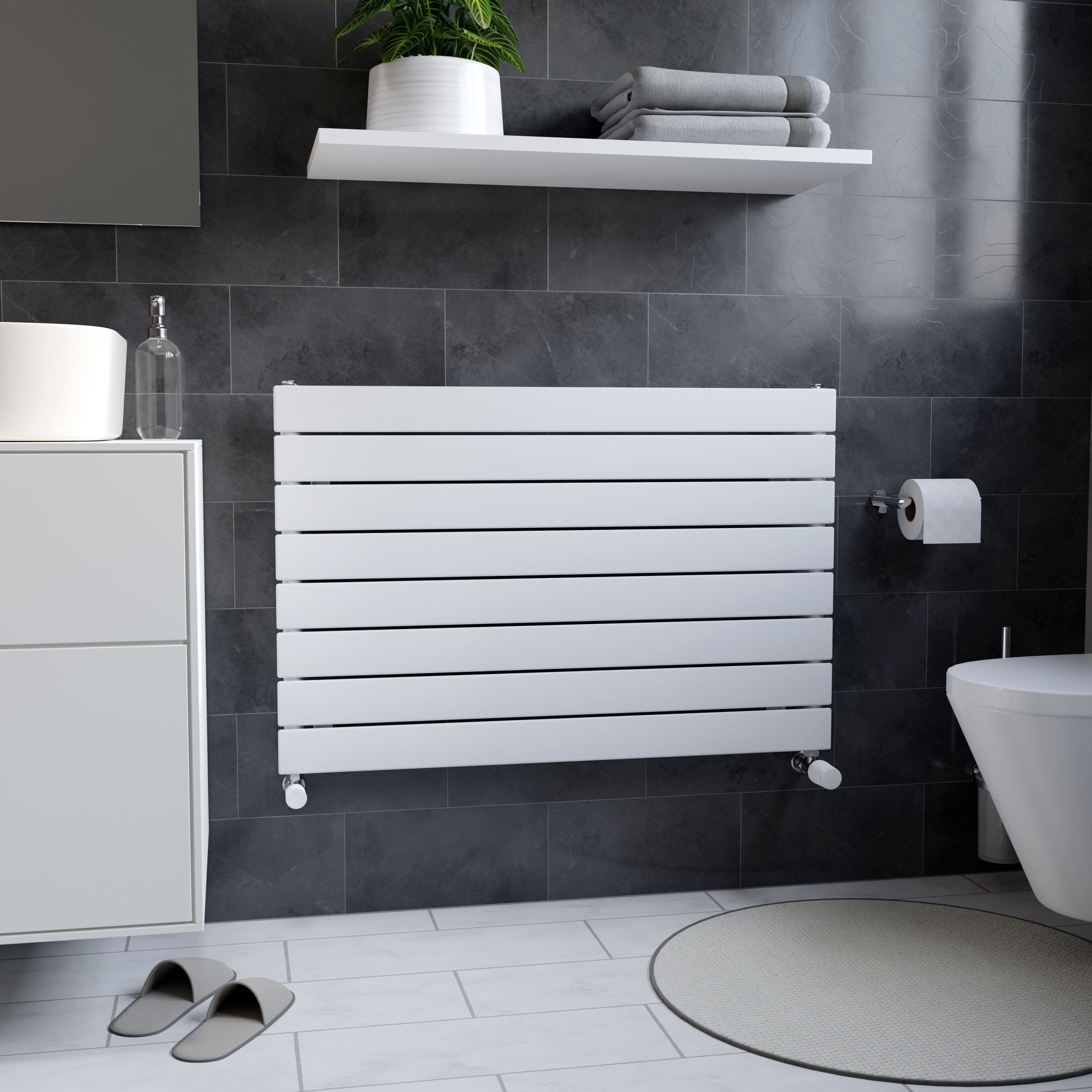 Ximax Vertirad Satin white Horizontal Designer panel Radiator, (W)900mm x (H)595mm
