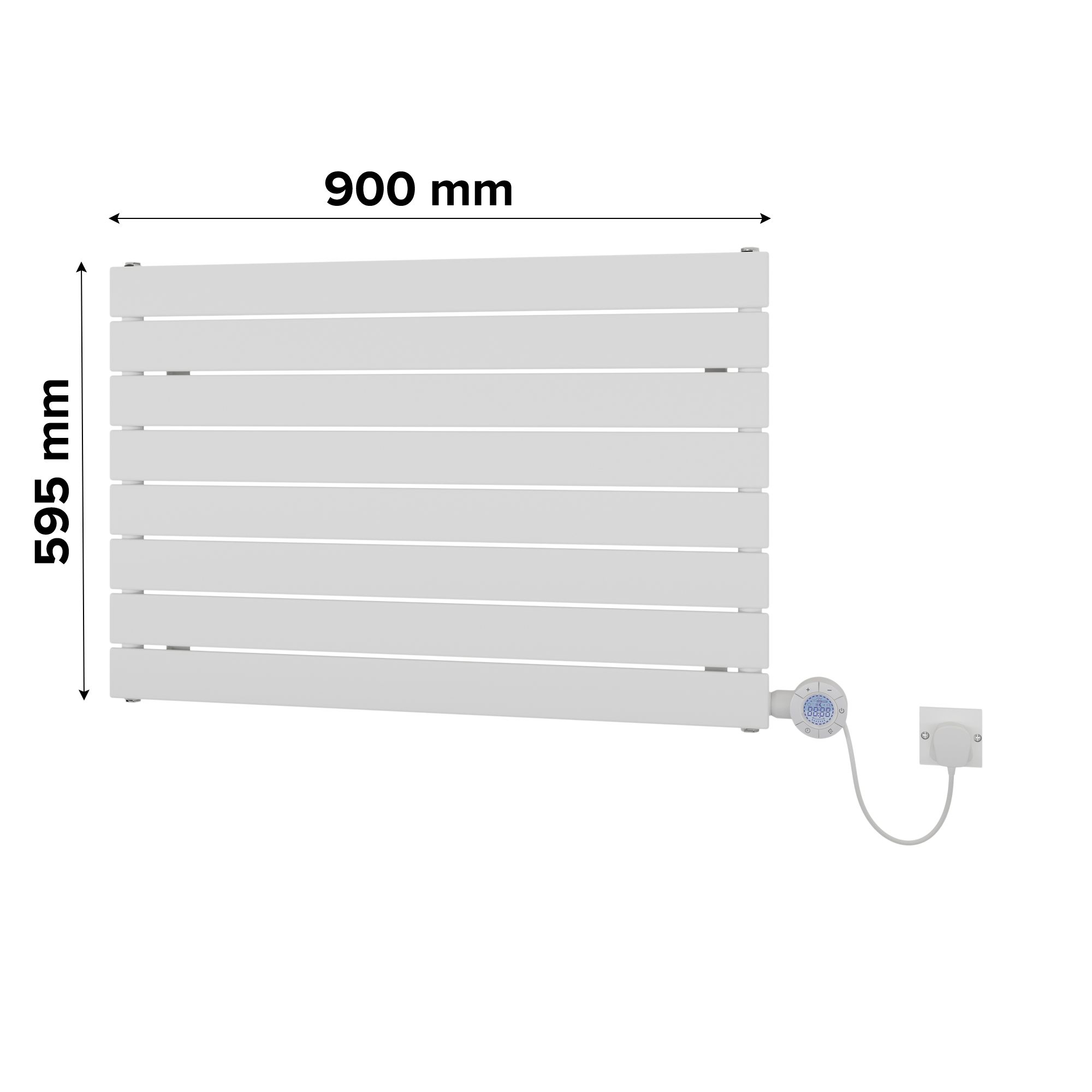 Ximax Vertirad Satin white Horizontal Electric designer Radiator, (W)900mm x (H)595mm