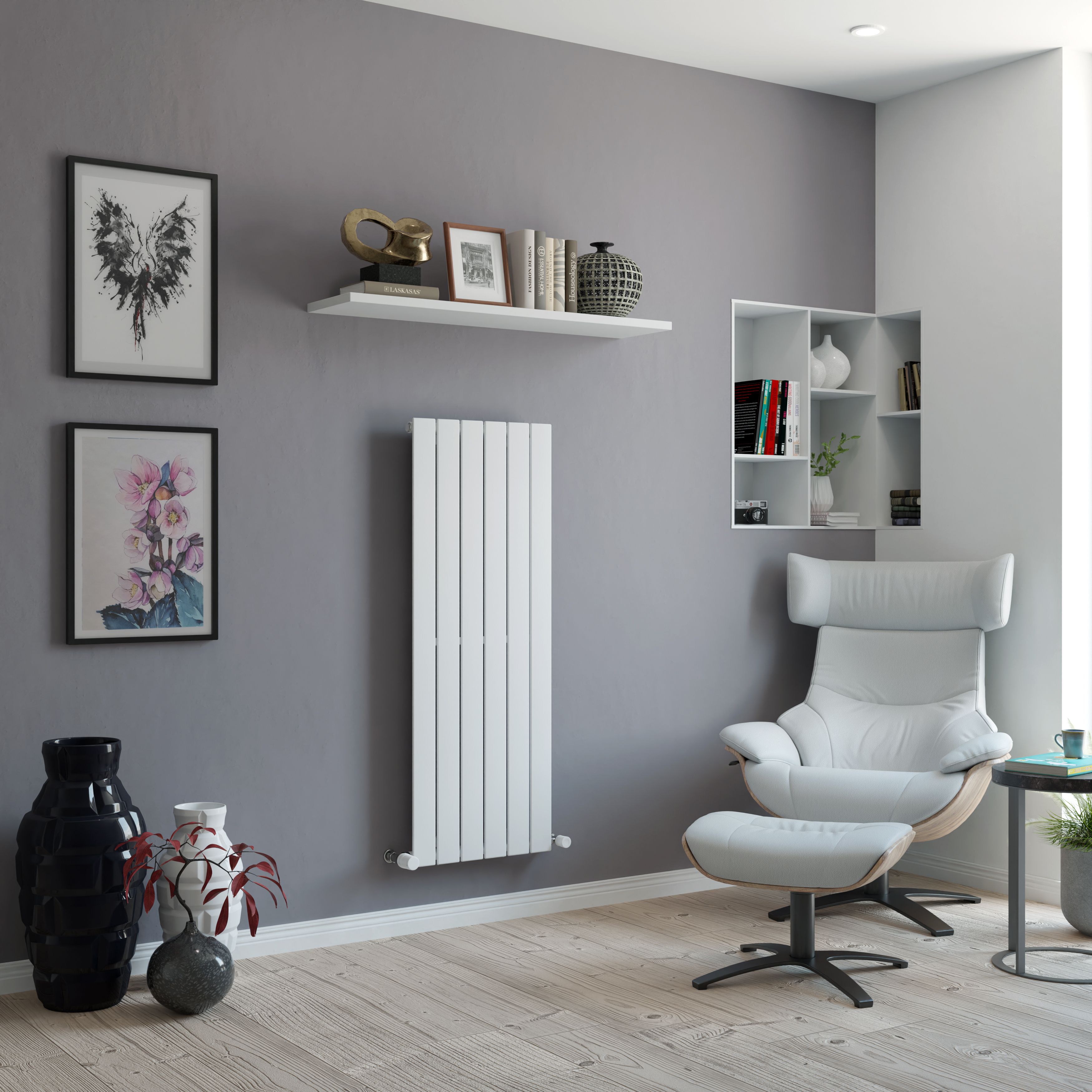 Ximax Vertirad Satin white Vertical Designer panel Radiator, (W)445mm x (H)1200mm