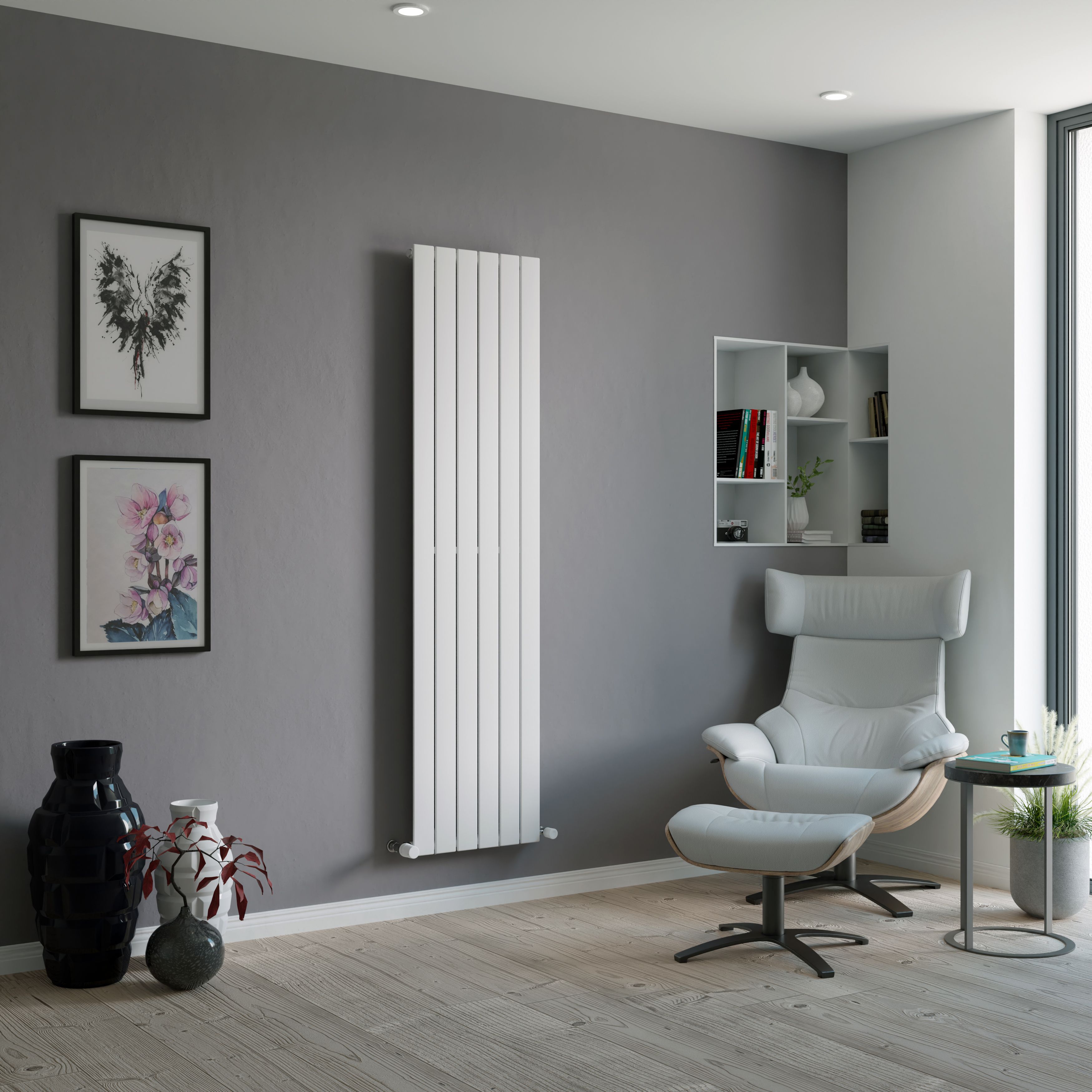 Ximax Vertirad Satin white Vertical Designer panel Radiator, (W)445mm x (H)1800mm