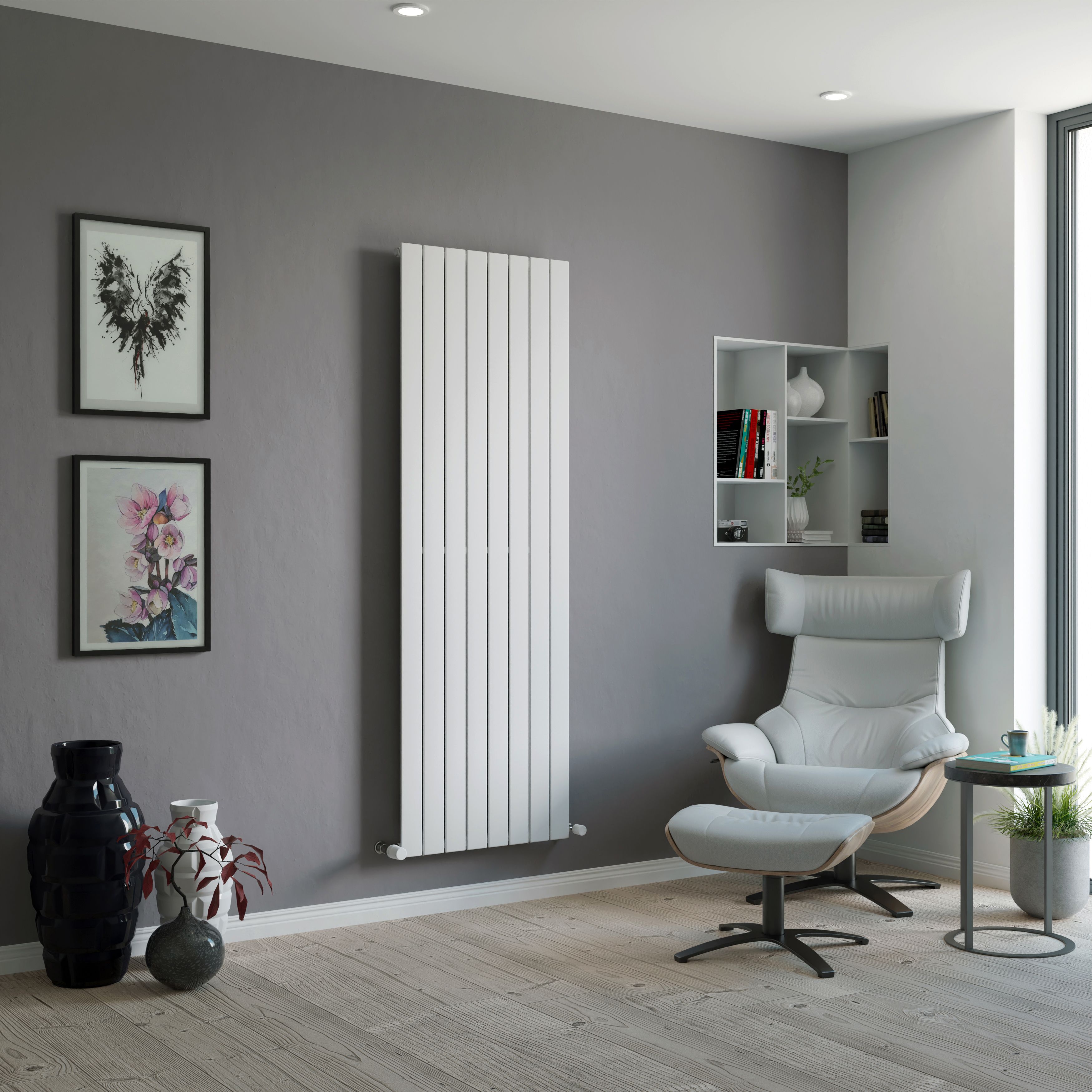 Ximax Vertirad Satin white Vertical Designer panel Radiator, (W)595mm x (H)1800mm