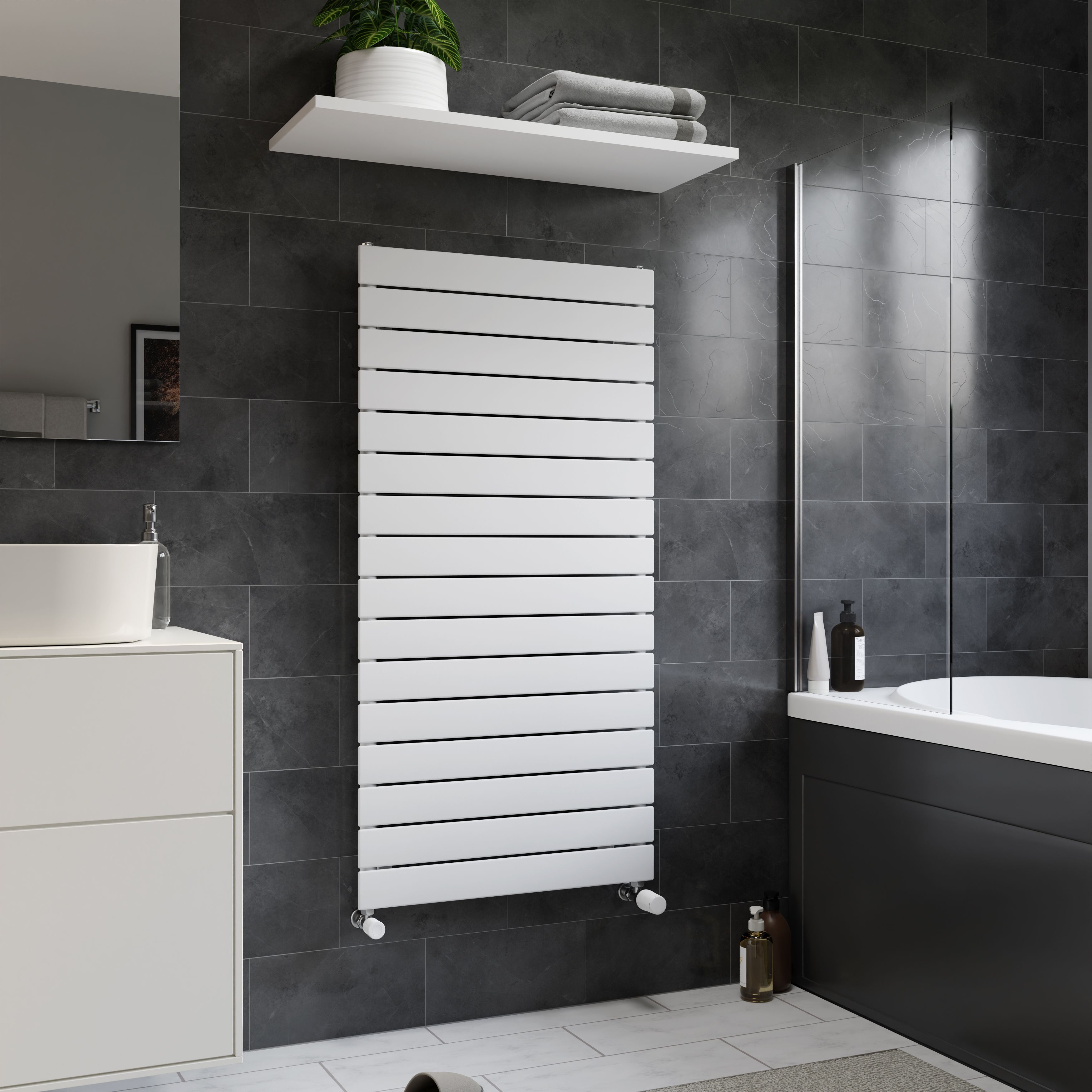 Ximax Vertirad Satin white Vertical Designer panel Radiator, (W)600mm x (H)1195mm