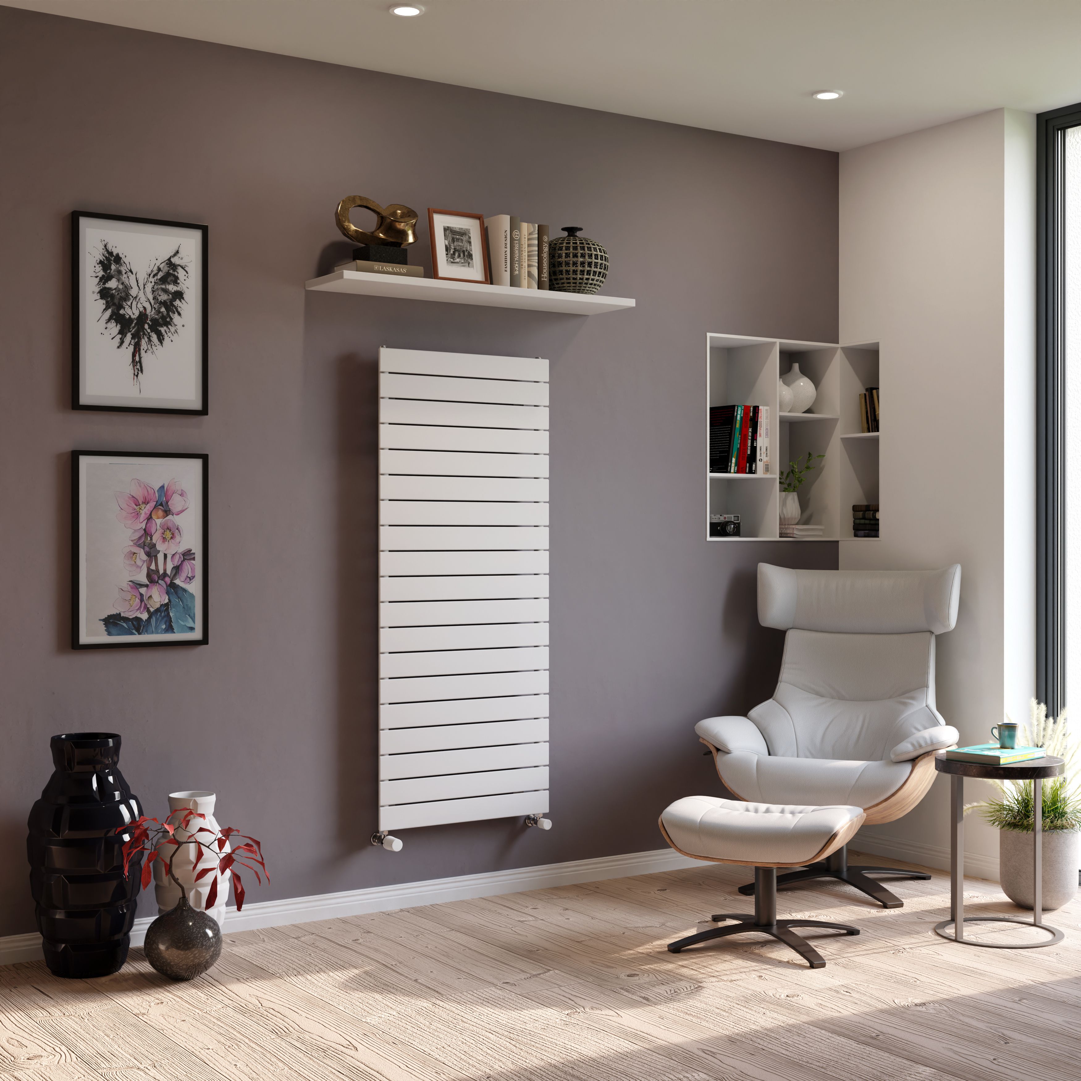 Ximax Vertirad Satin white Vertical Designer panel Radiator, (W)600mm x (H)1420mm