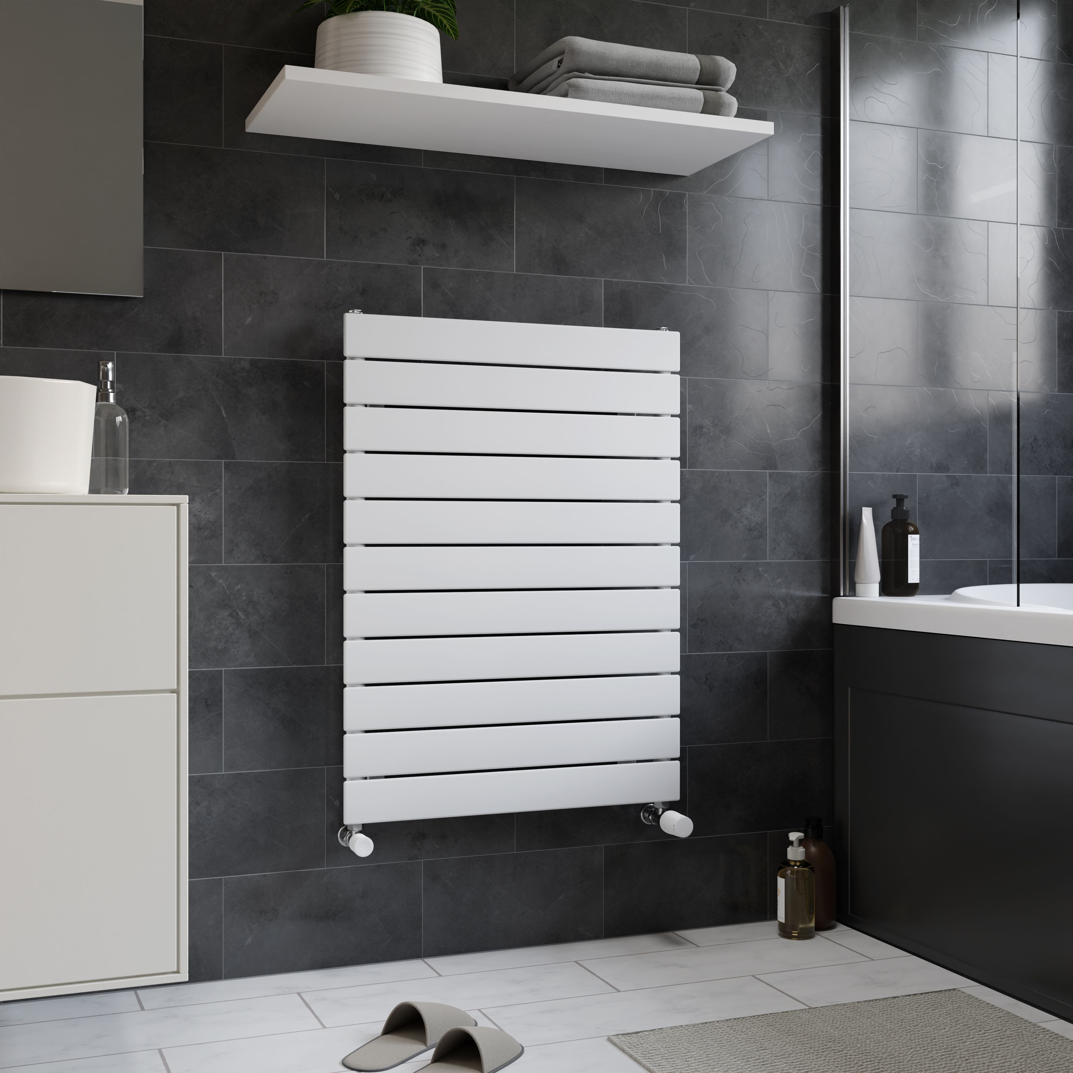 Ximax Vertirad Satin white Vertical Designer panel Radiator, (W)600mm x (H)820mm