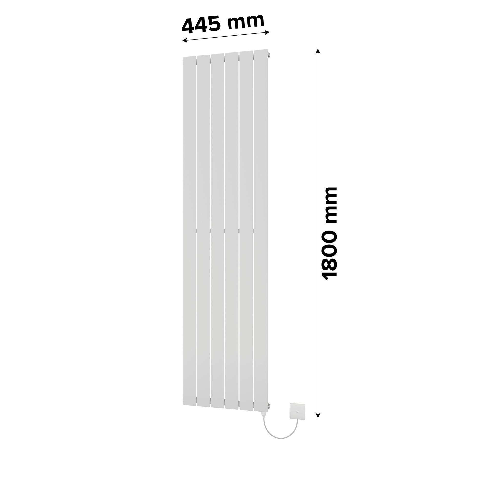 Ximax Vertirad Satin white Vertical Electric designer Radiator, (W)445mm x (H)1800mm