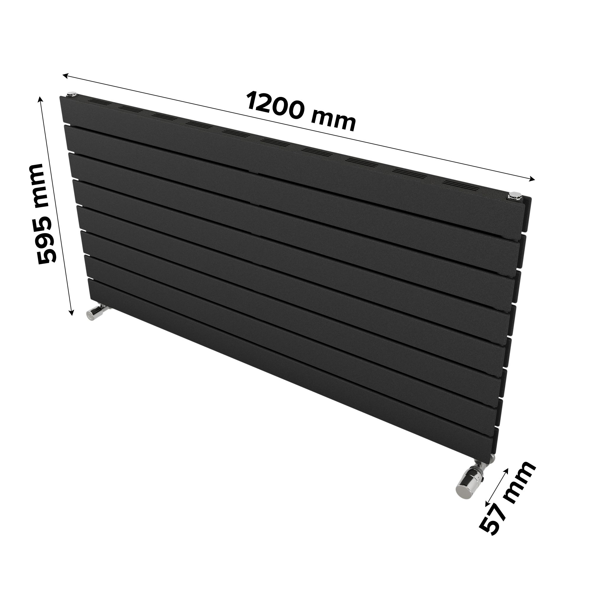 Ximax Vertirad Slimline Duplex Deluxe Matt anthracite Horizontal Designer panel Radiator, (W)1200mm x (H)595mm