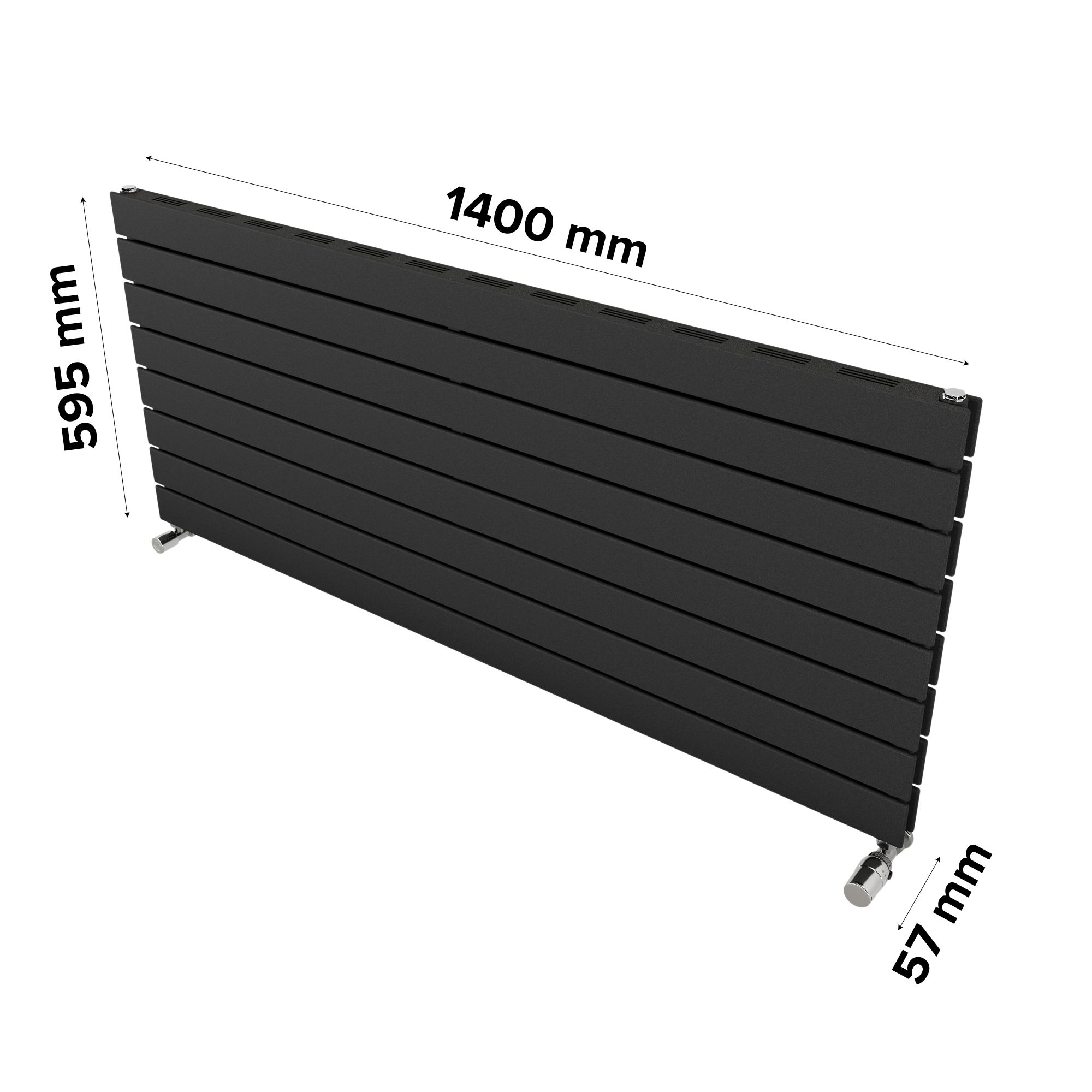Ximax Vertirad Slimline Duplex Deluxe Matt anthracite Horizontal Designer panel Radiator, (W)1400mm x (H)595mm