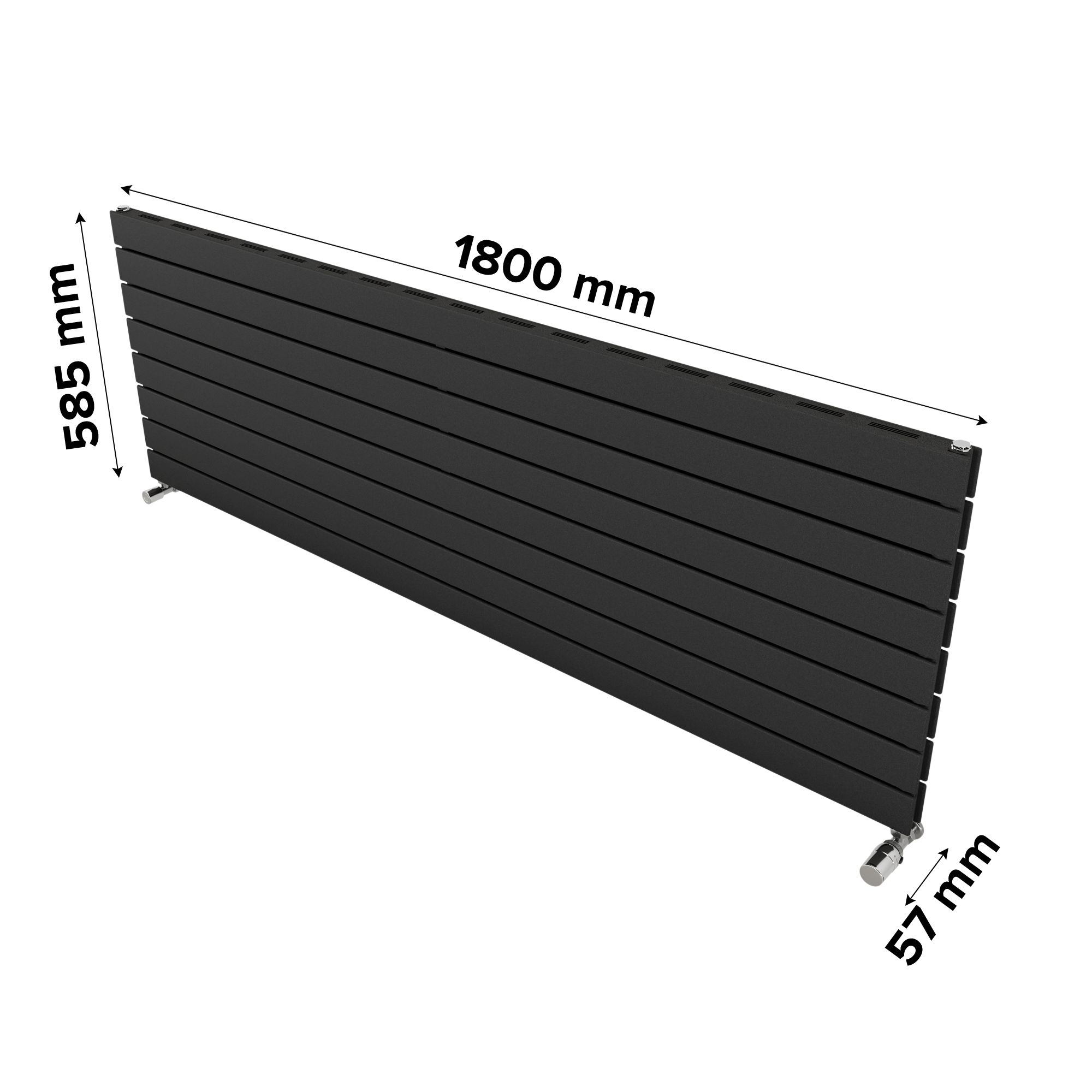 Ximax Vertirad Slimline Duplex Deluxe Matt anthracite Horizontal Designer panel Radiator, (W)1800mm x (H)595mm