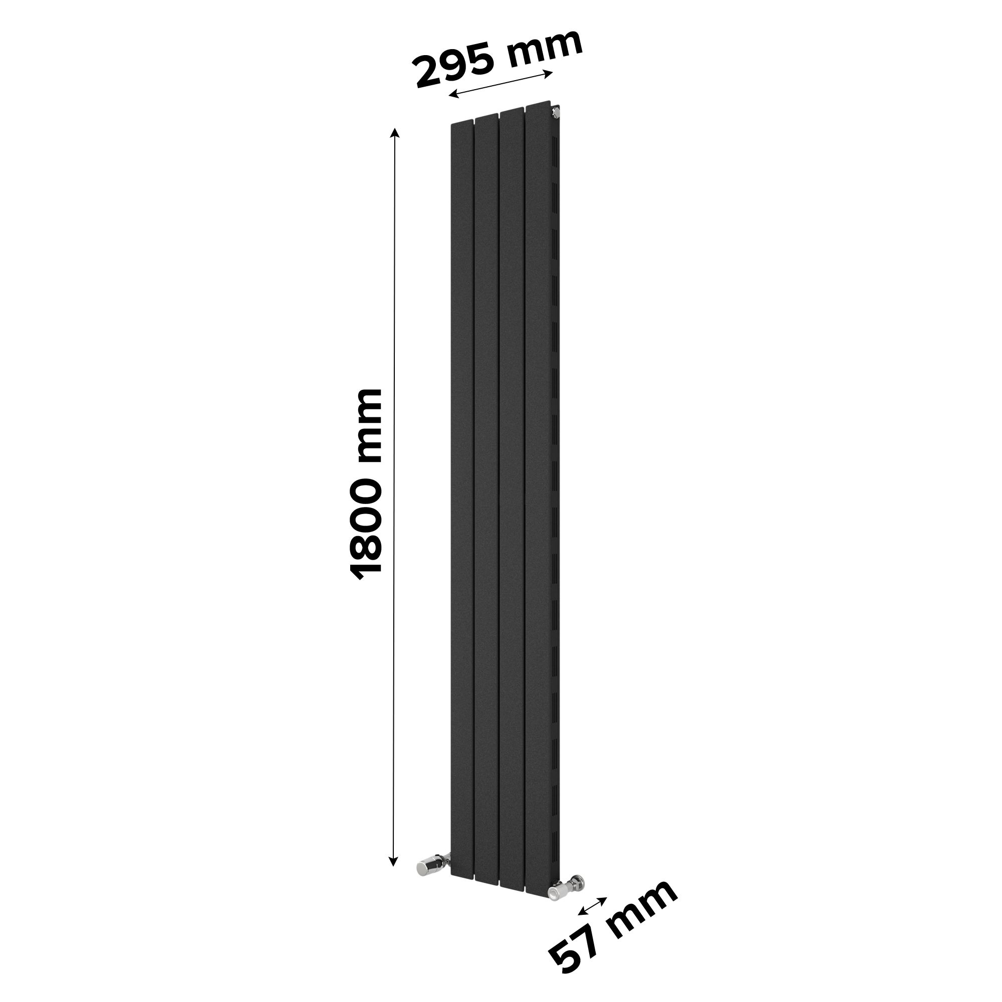 Ximax Vertirad Slimline Duplex Deluxe Matt anthracite Vertical Designer panel Radiator, (W)295mm x (H)1800mm