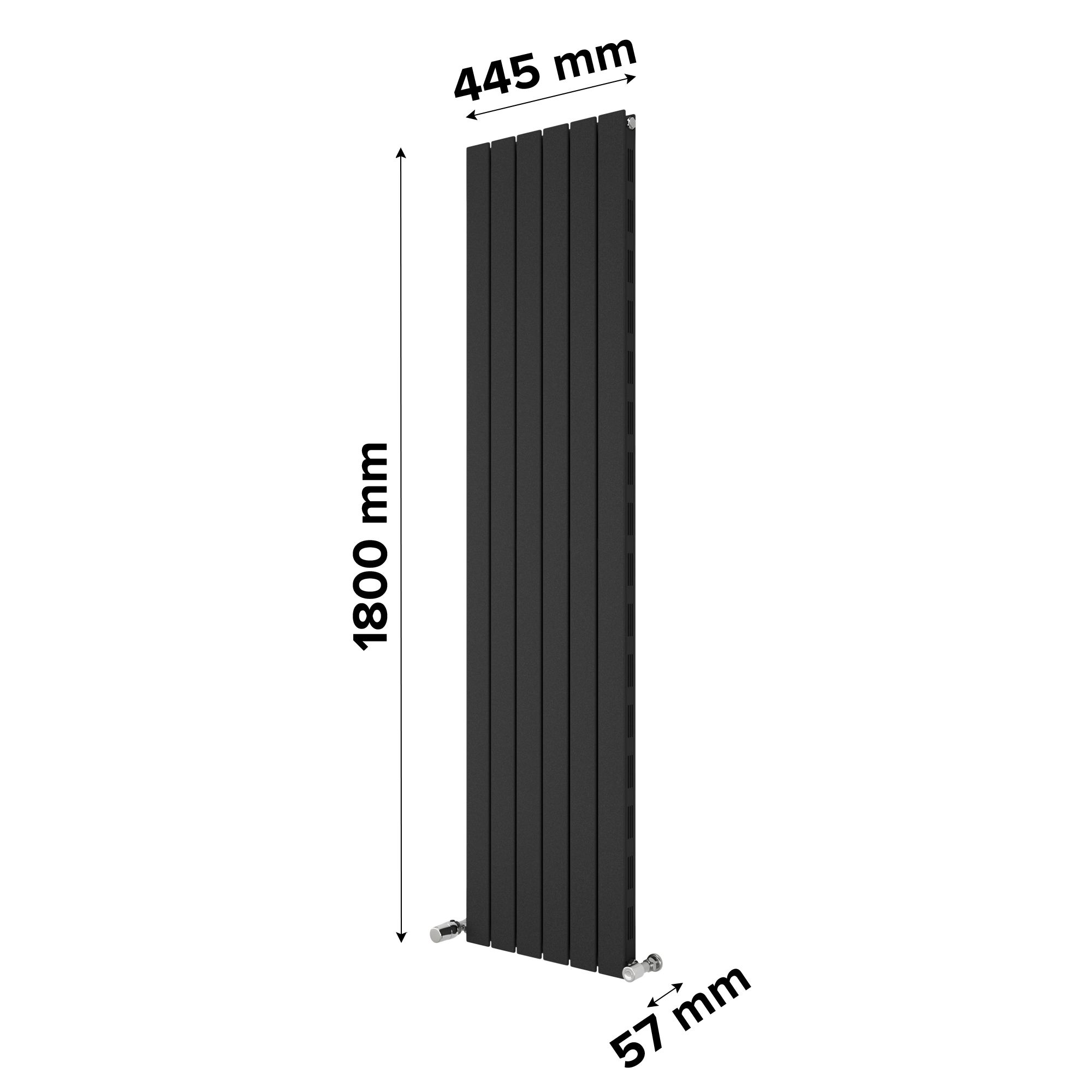 Ximax Vertirad Slimline Duplex Deluxe Matt anthracite Vertical Designer panel Radiator, (W)445mm x (H)1800mm