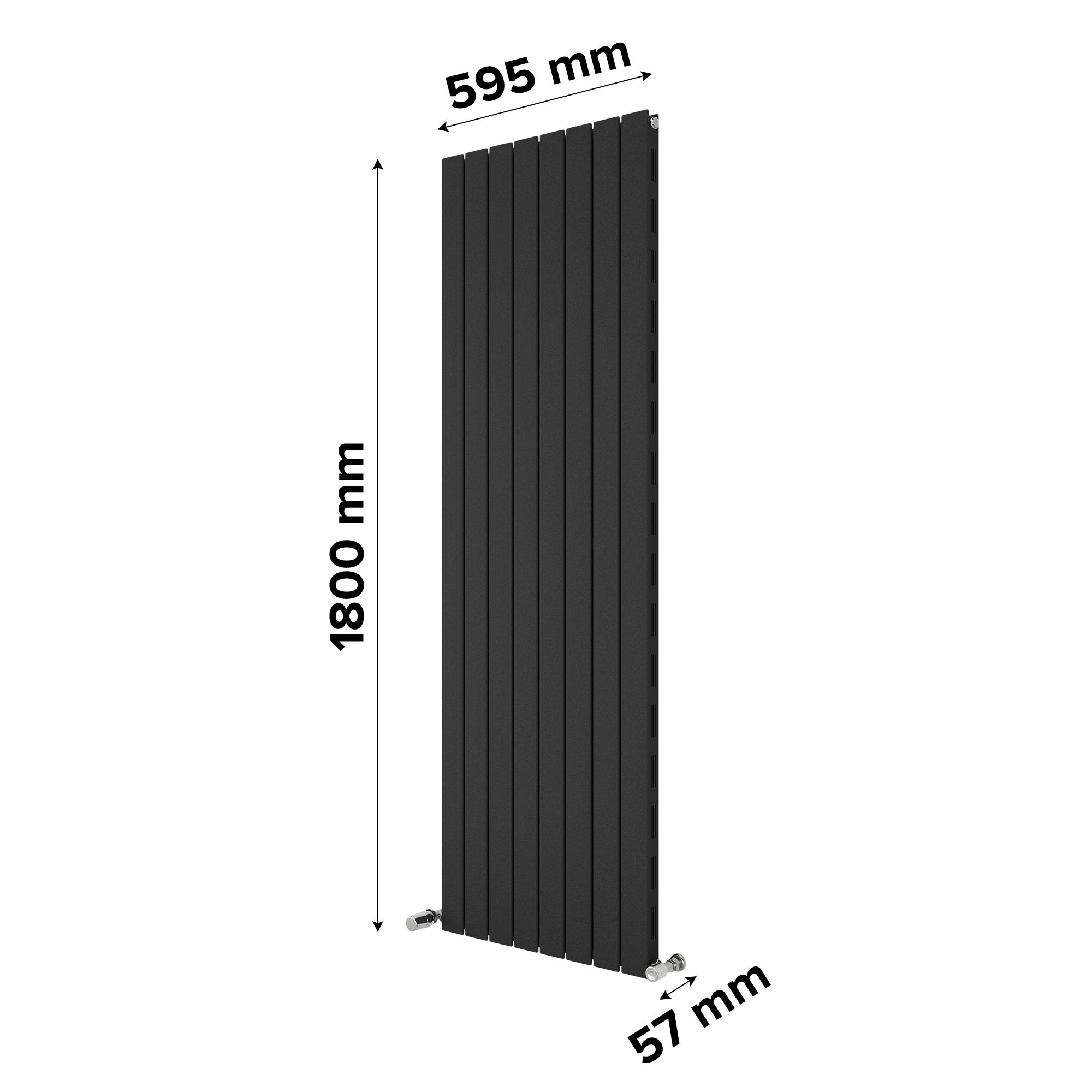 Ximax Vertirad Slimline Duplex Deluxe Matt anthracite Vertical Designer panel Radiator, (W)595mm x (H)1800mm