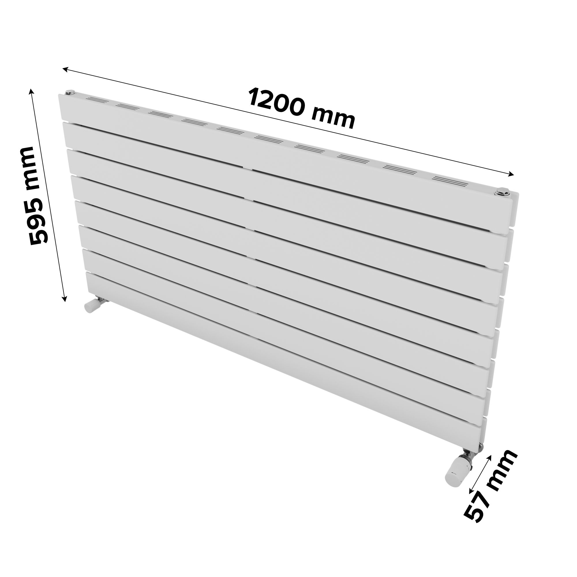 Ximax Vertirad Slimline Duplex Deluxe Satin white Horizontal Designer panel Radiator, (W)1200mm x (H)595mm
