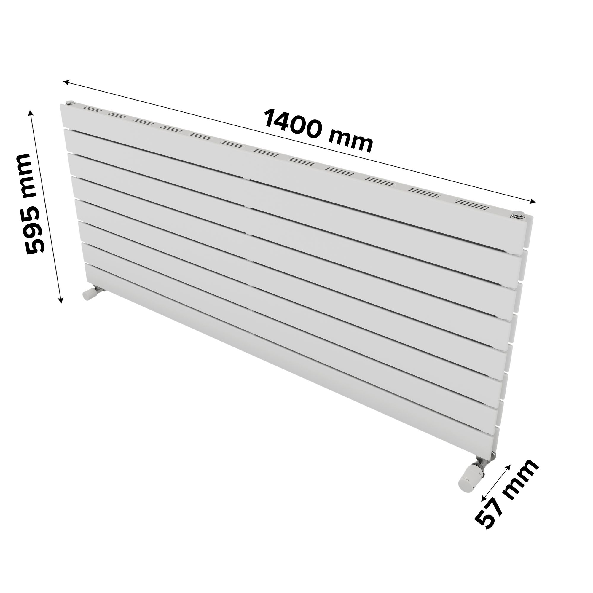 Ximax Vertirad Slimline Duplex Deluxe Satin white Horizontal Designer panel Radiator, (W)1400mm x (H)595mm