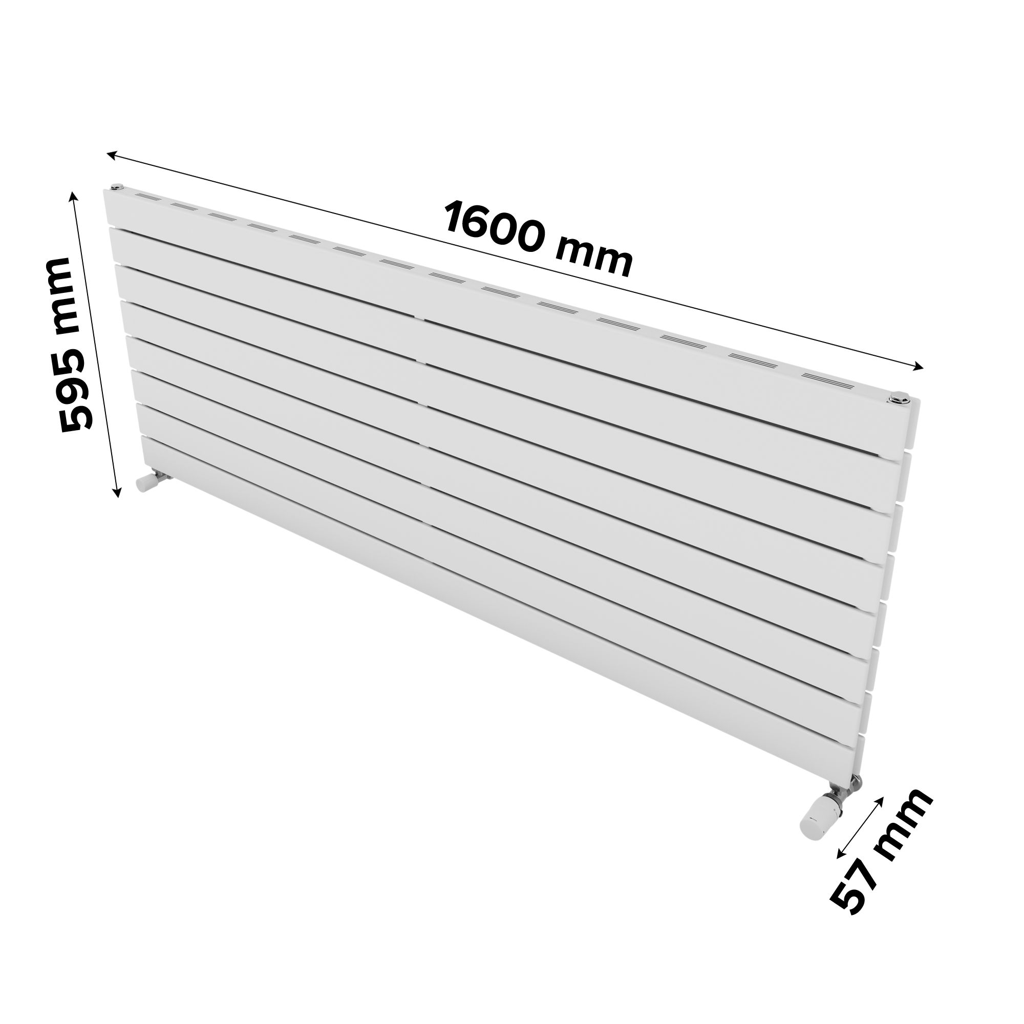 Ximax Vertirad Slimline Duplex Deluxe Satin white Horizontal Designer panel Radiator, (W)1600mm x (H)595mm