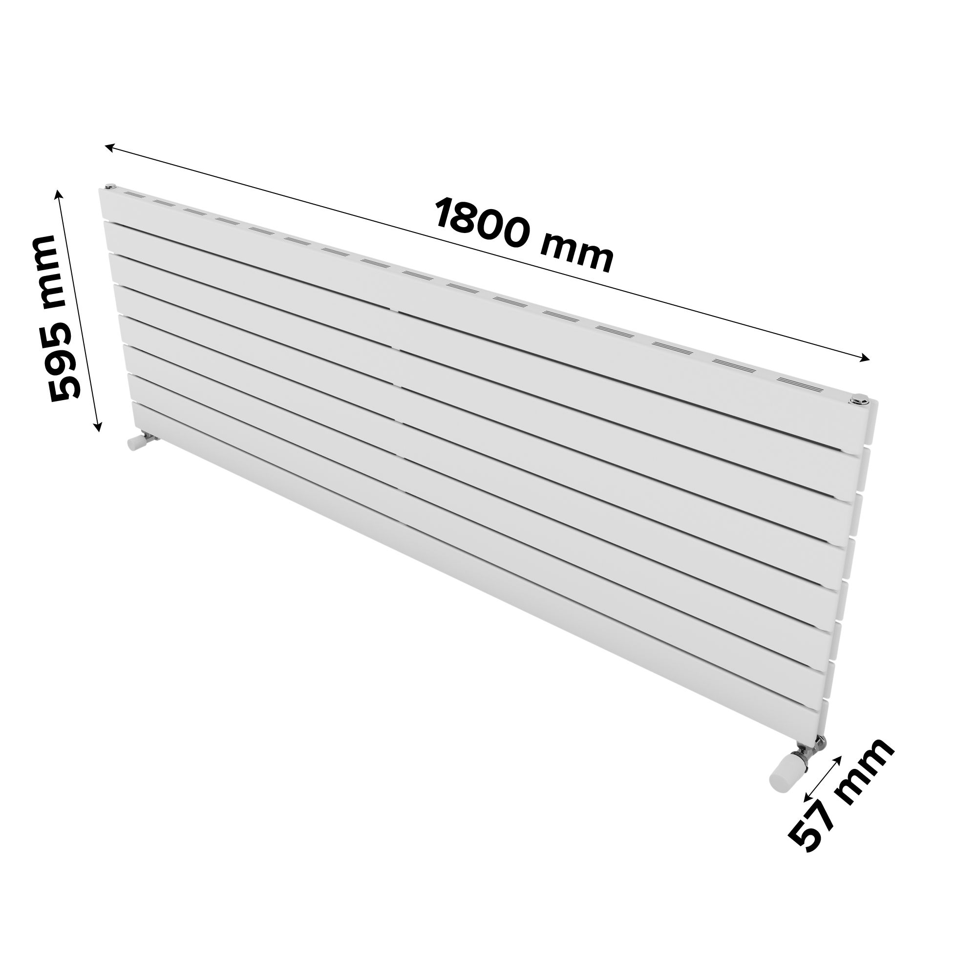 Ximax Vertirad Slimline Duplex Deluxe Satin white Horizontal Designer panel Radiator, (W)1800mm x (H)595mm
