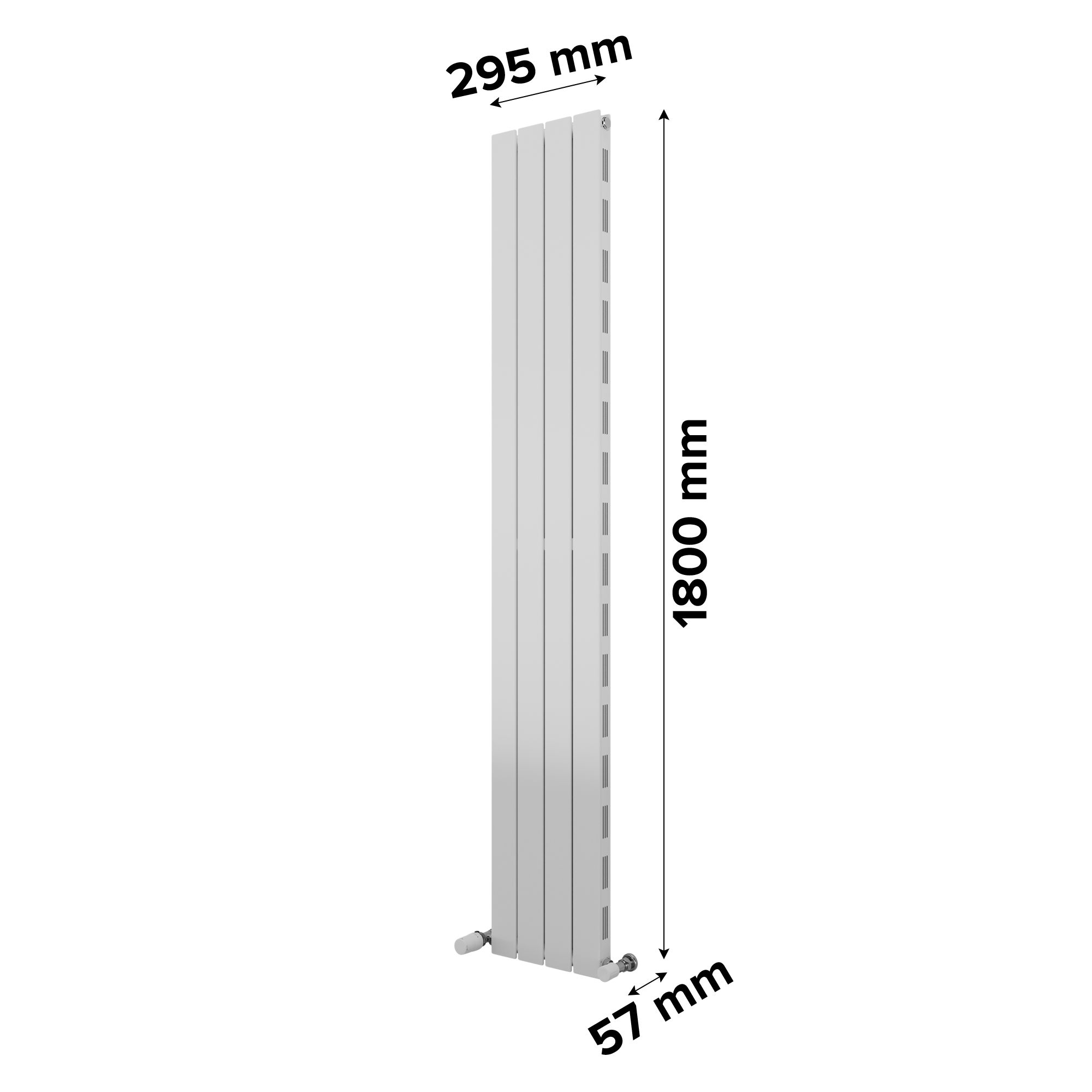 Ximax Vertirad Slimline Duplex Deluxe Satin white Vertical Designer panel Radiator, (W)295mm x (H)1800mm