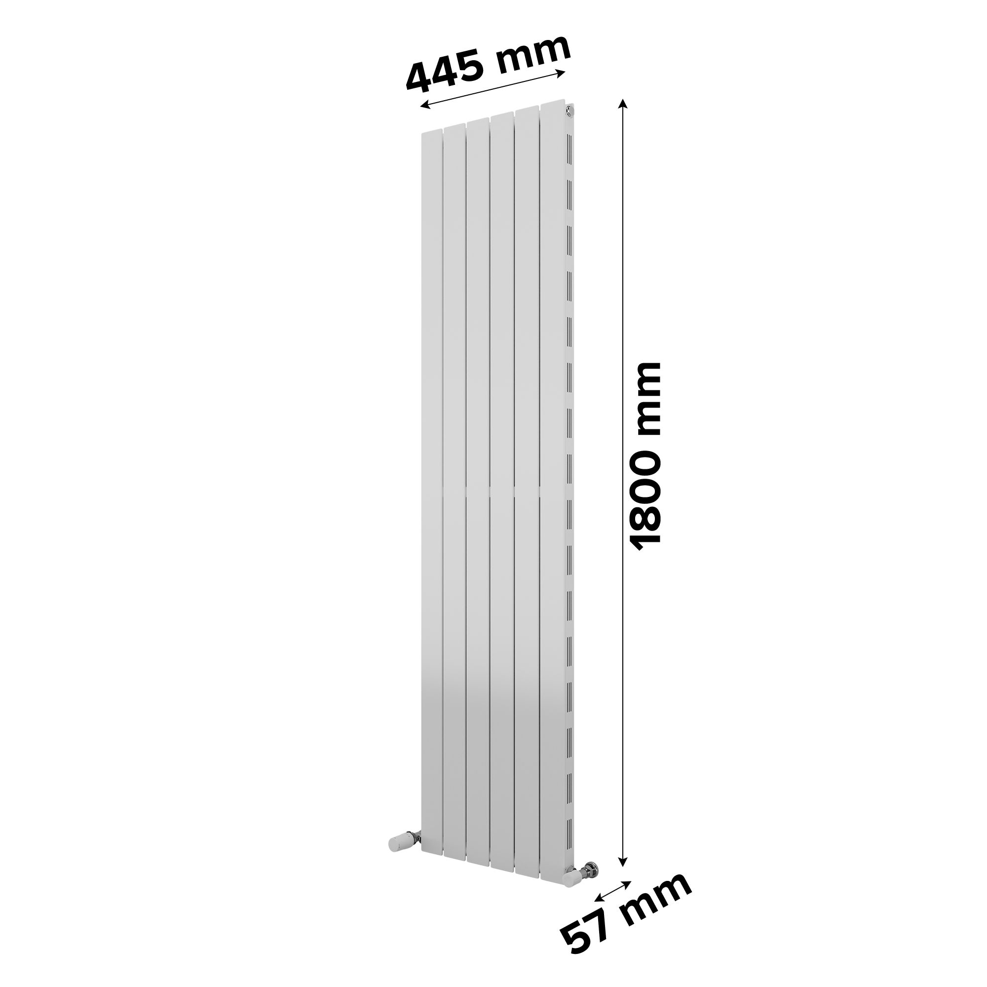 Ximax Vertirad Slimline Duplex Deluxe Satin white Vertical Designer panel Radiator, (W)445mm x (H)1800mm