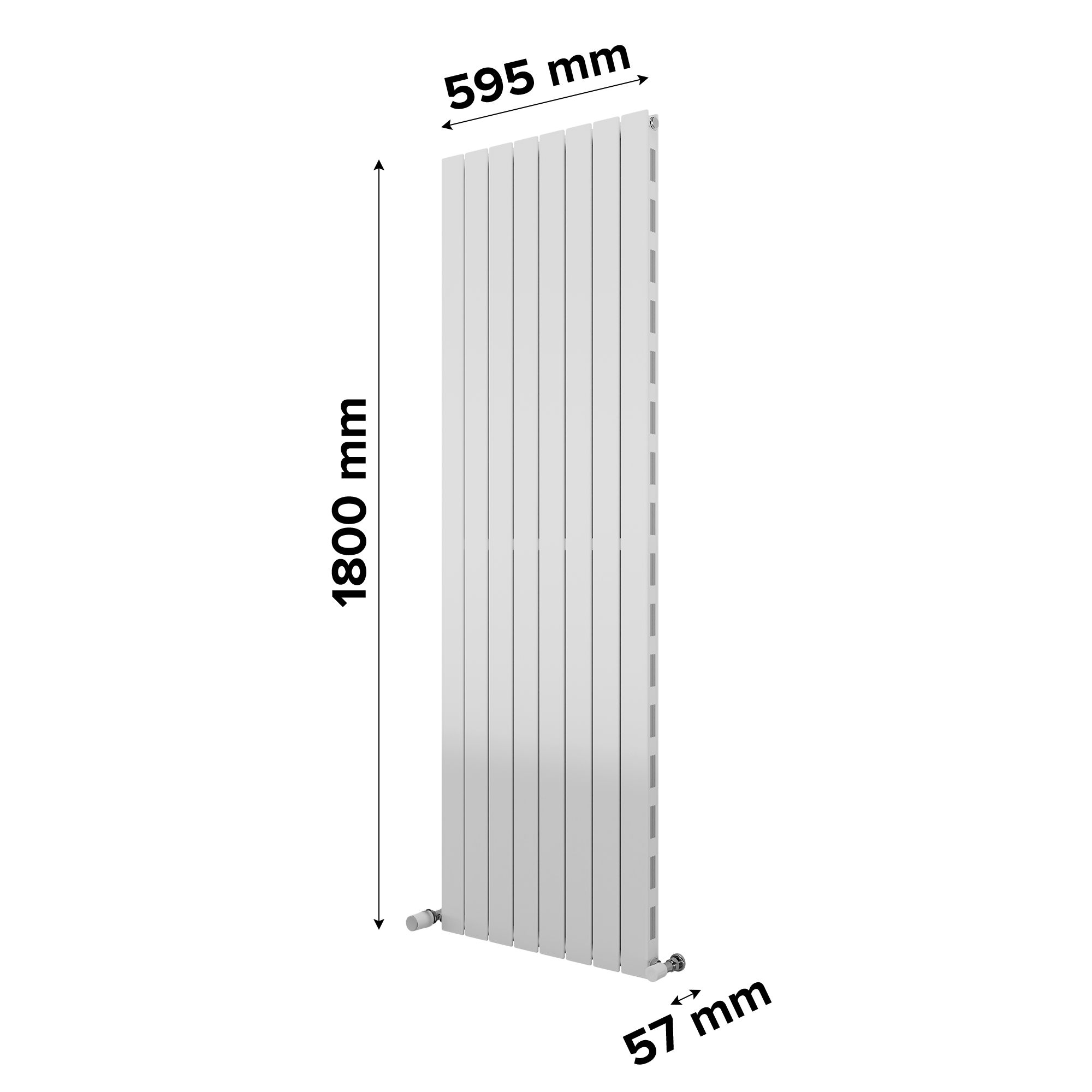 Ximax Vertirad Slimline Duplex Deluxe Satin white Vertical Designer panel Radiator, (W)595mm x (H)1800mm