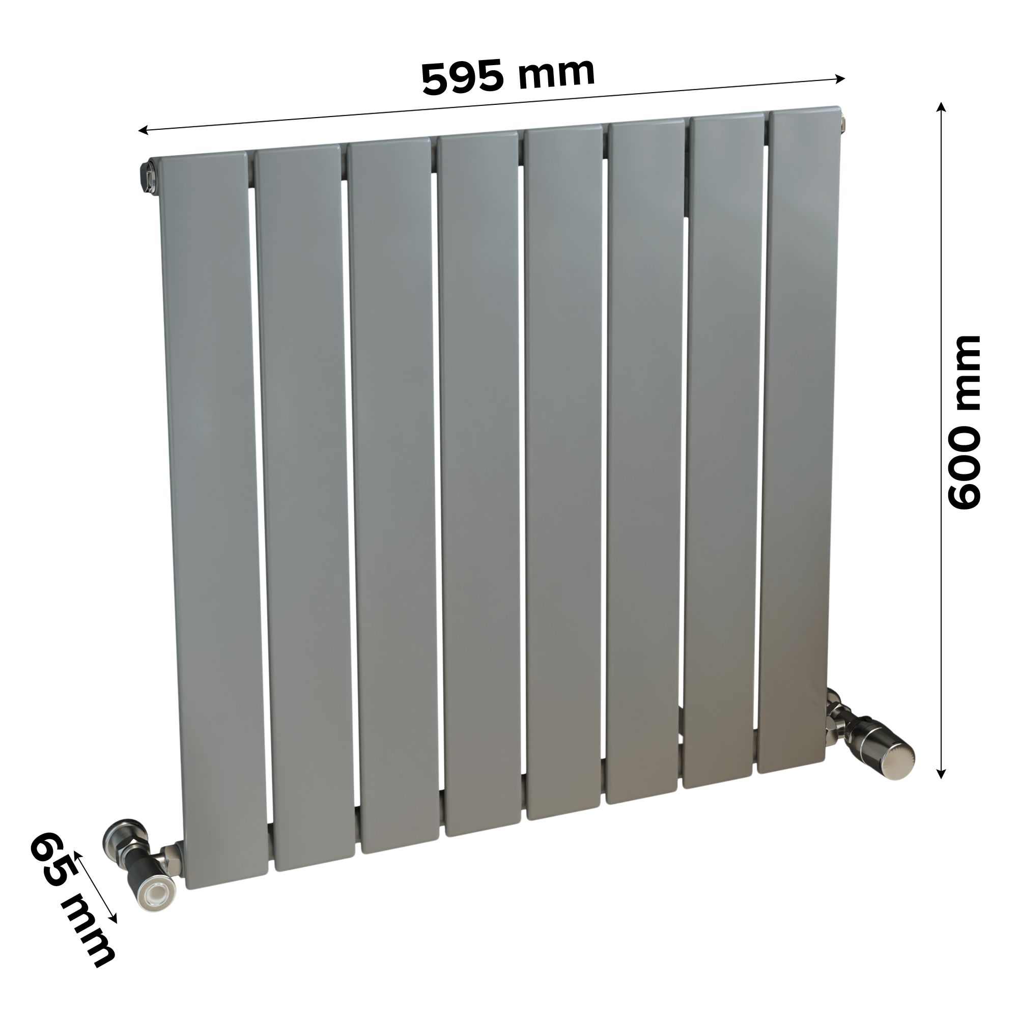 Ximax Vertirad Universal Silver effect Vertical Designer Radiator, (W)595mm x (H)600mm