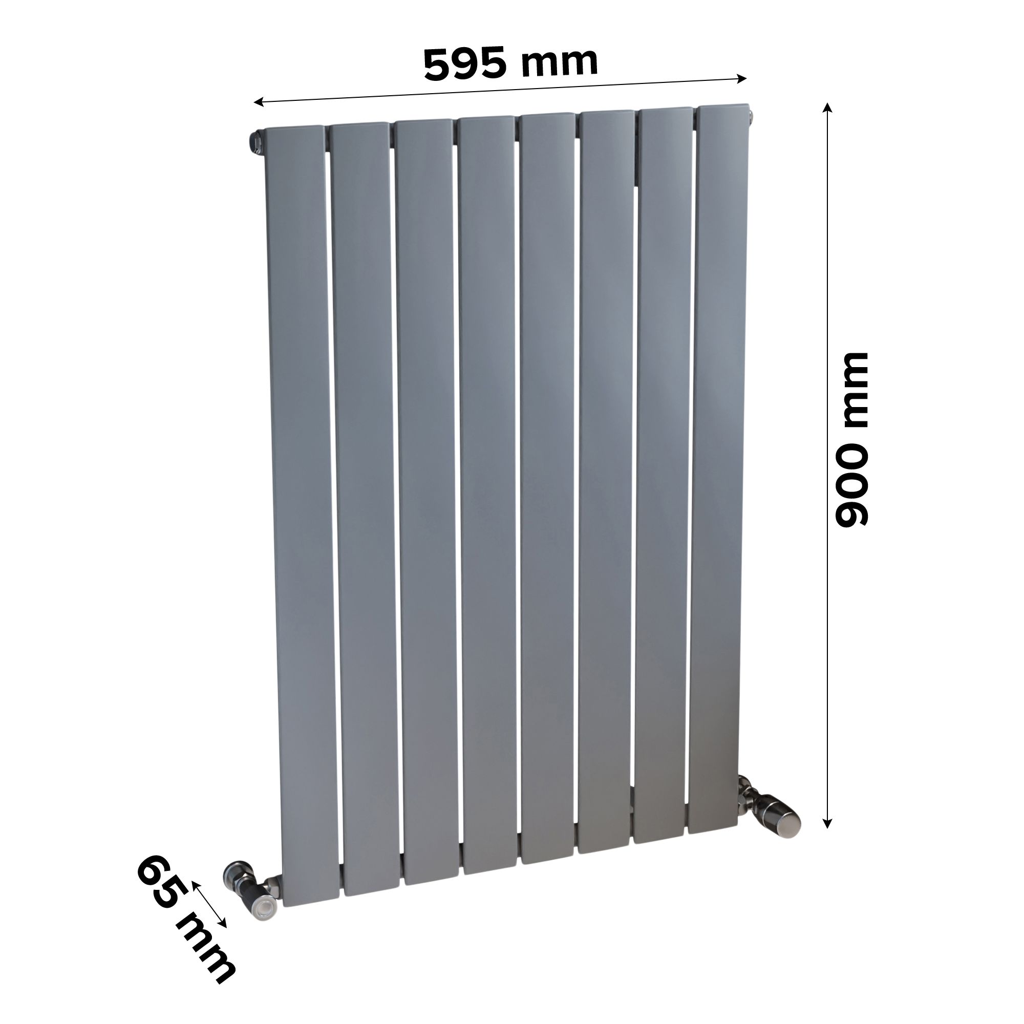 Ximax Vertirad Universal Silver effect Vertical Designer Radiator, (W)595mm x (H)900mm