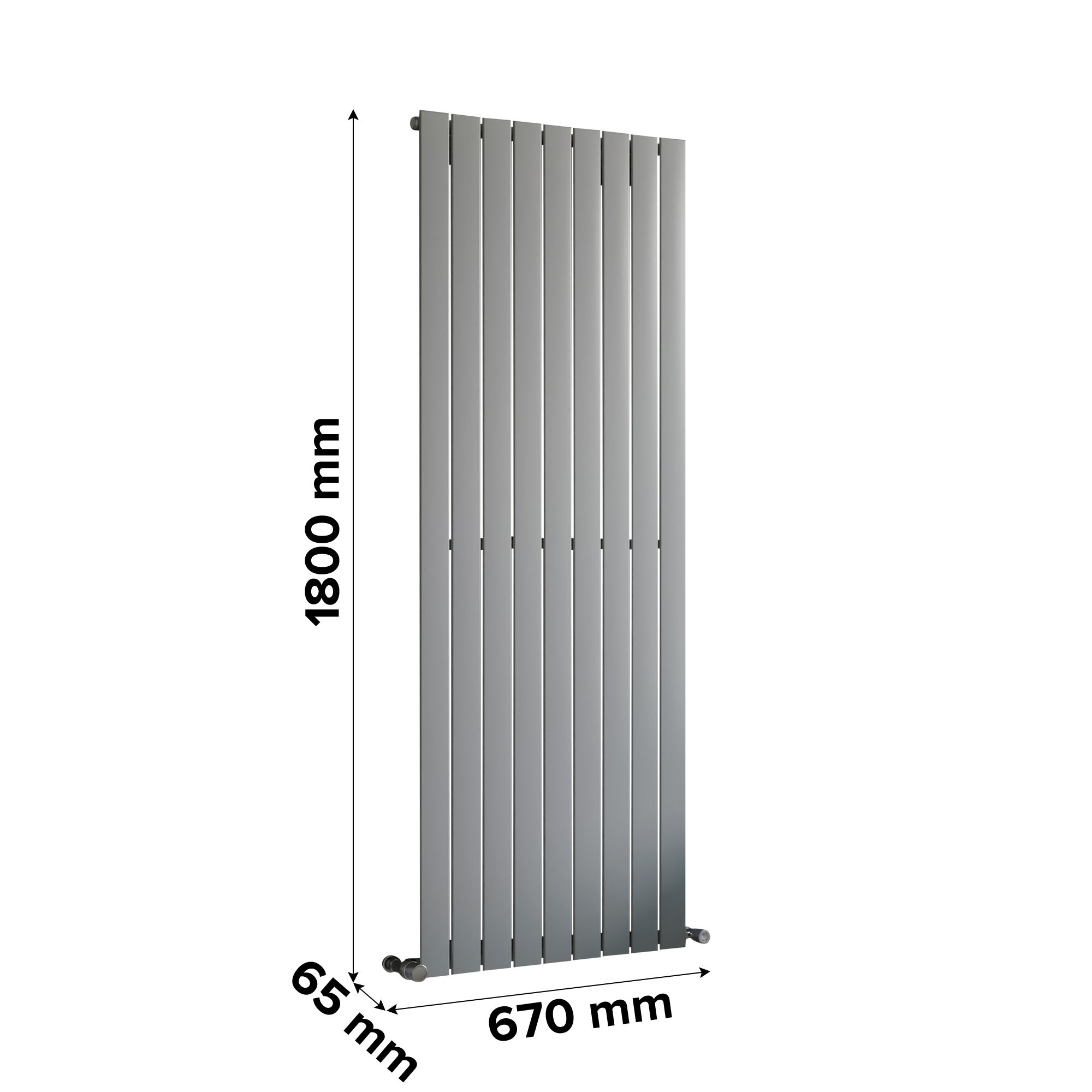 Ximax Vertirad Universal Silver effect Vertical Designer Radiator, (W)670mm x (H)1800mm