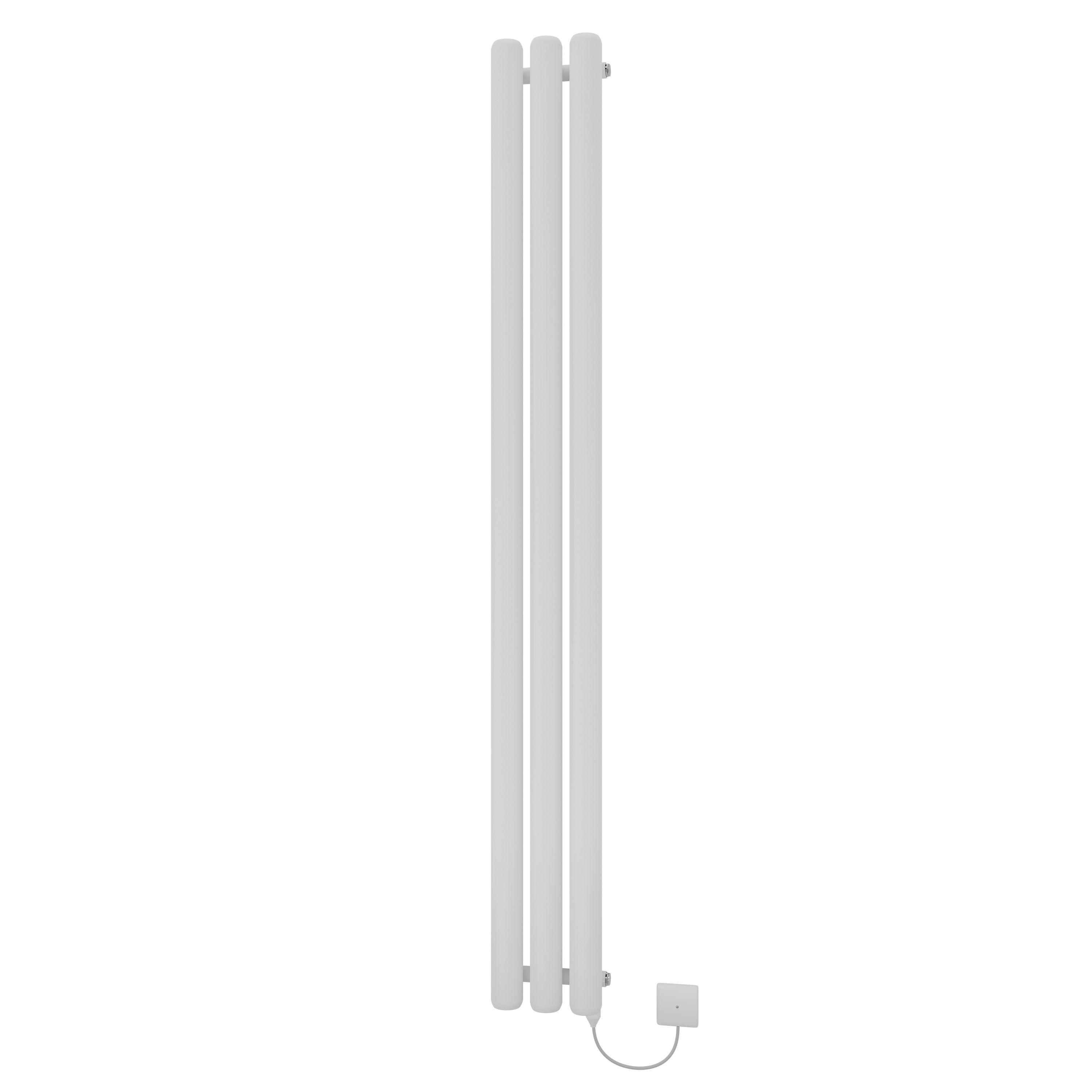 Ximax Vulkan Round Tube Satin white Vertical Electric designer Radiator, (W)210mm x (H)1800mm