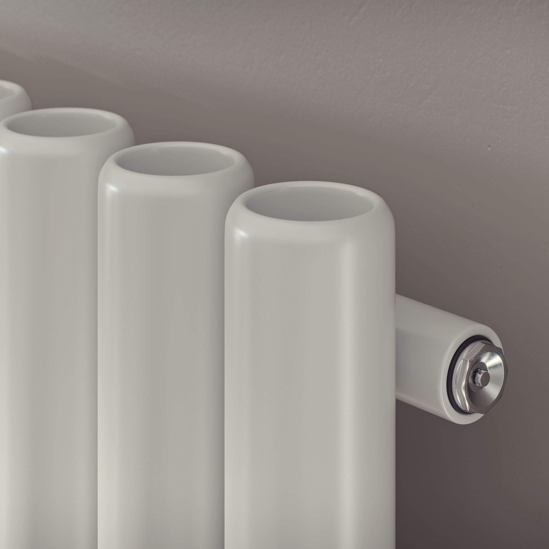 Ximax Vulkan Round Tube Satin white Vertical Electric designer Radiator, (W)360mm x (H)1800mm