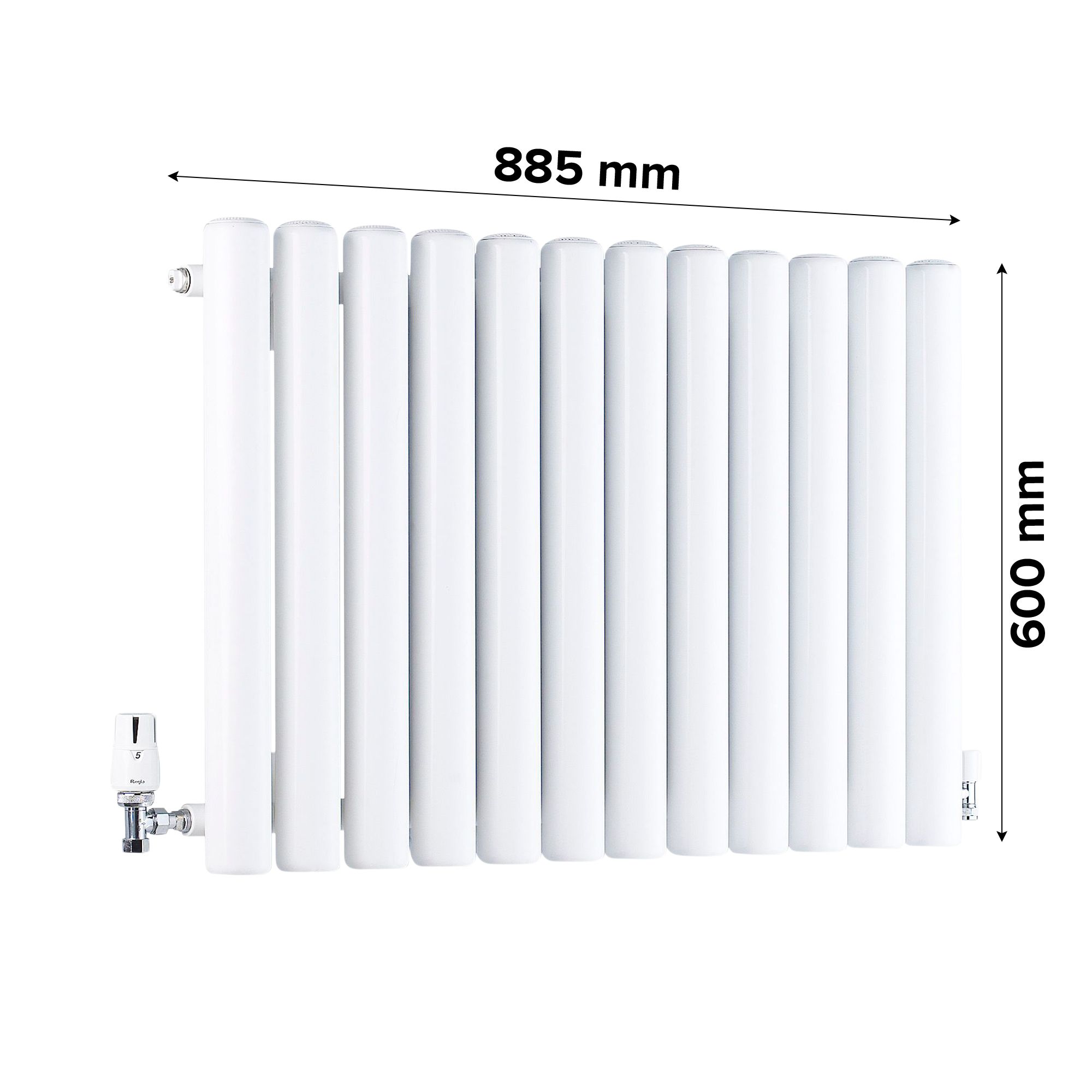 Ximax Vulkan White Horizontal Designer Radiator, (W)885mm x (H)600mm