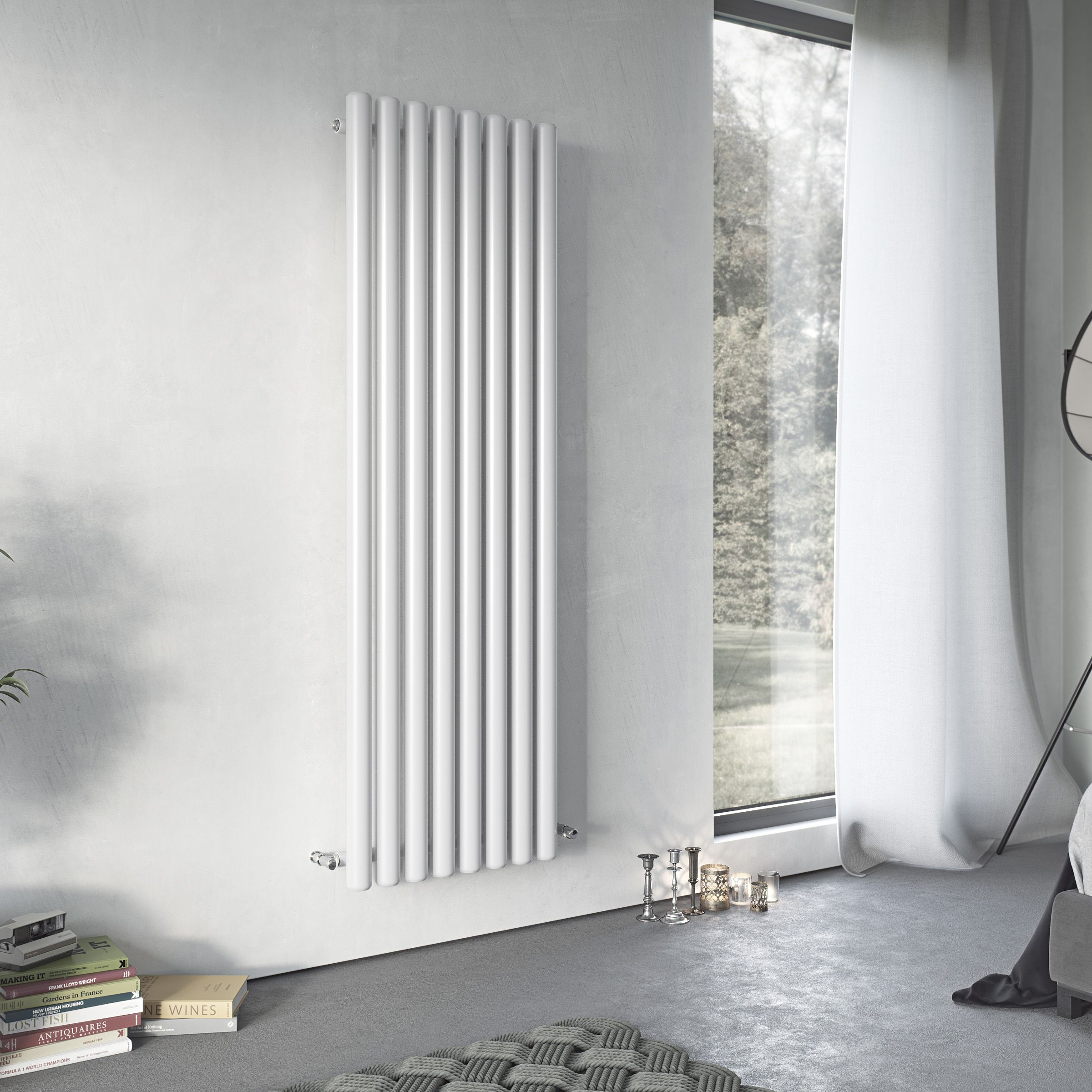 Ximax Vulkan White Vertical Designer Radiator, (W)435mm x (H)1500mm