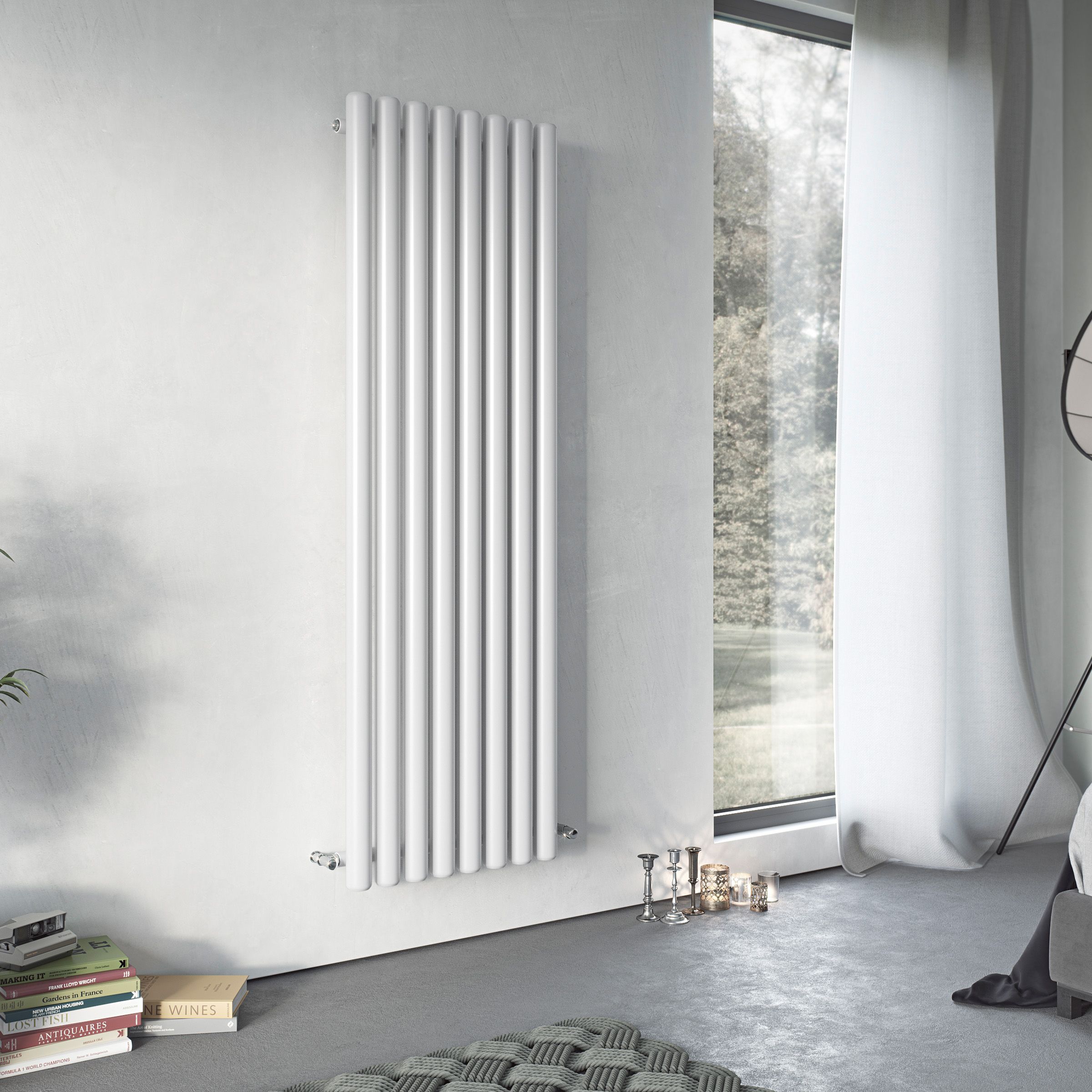 Ximax Vulkan White Vertical Designer Radiator, (W)585mm x (H)1500mm