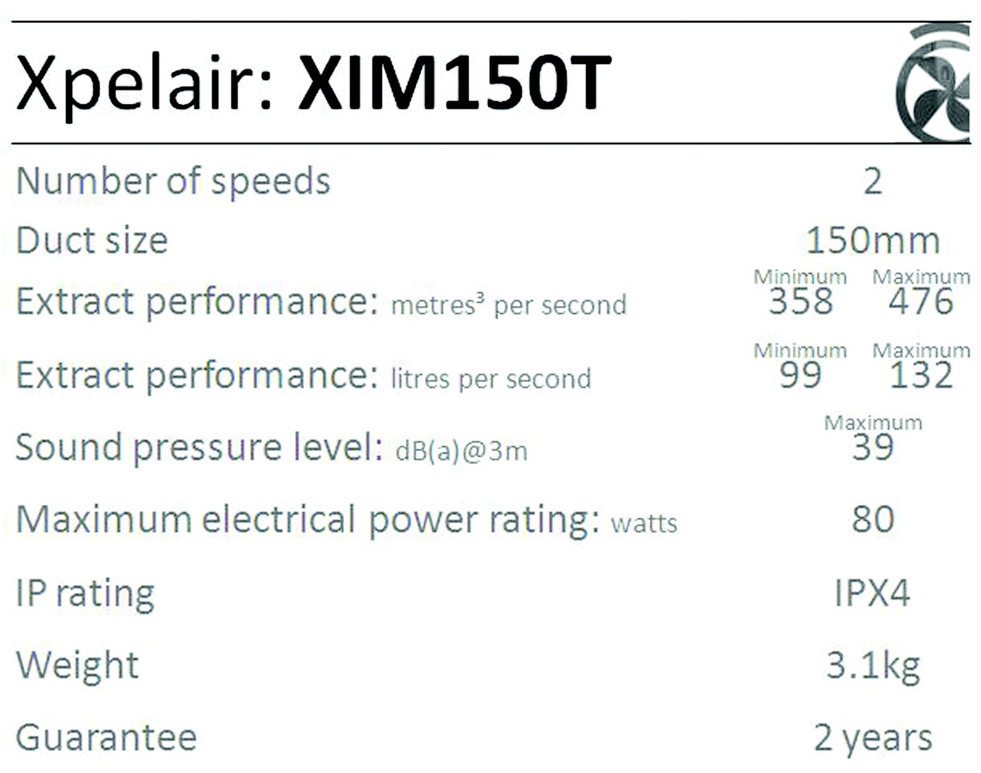 Xpelair XIM150T In-line fan