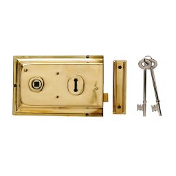 Yale 43mm Polished Brass effect Metal Rim lock, (H)104mm (L)156mm