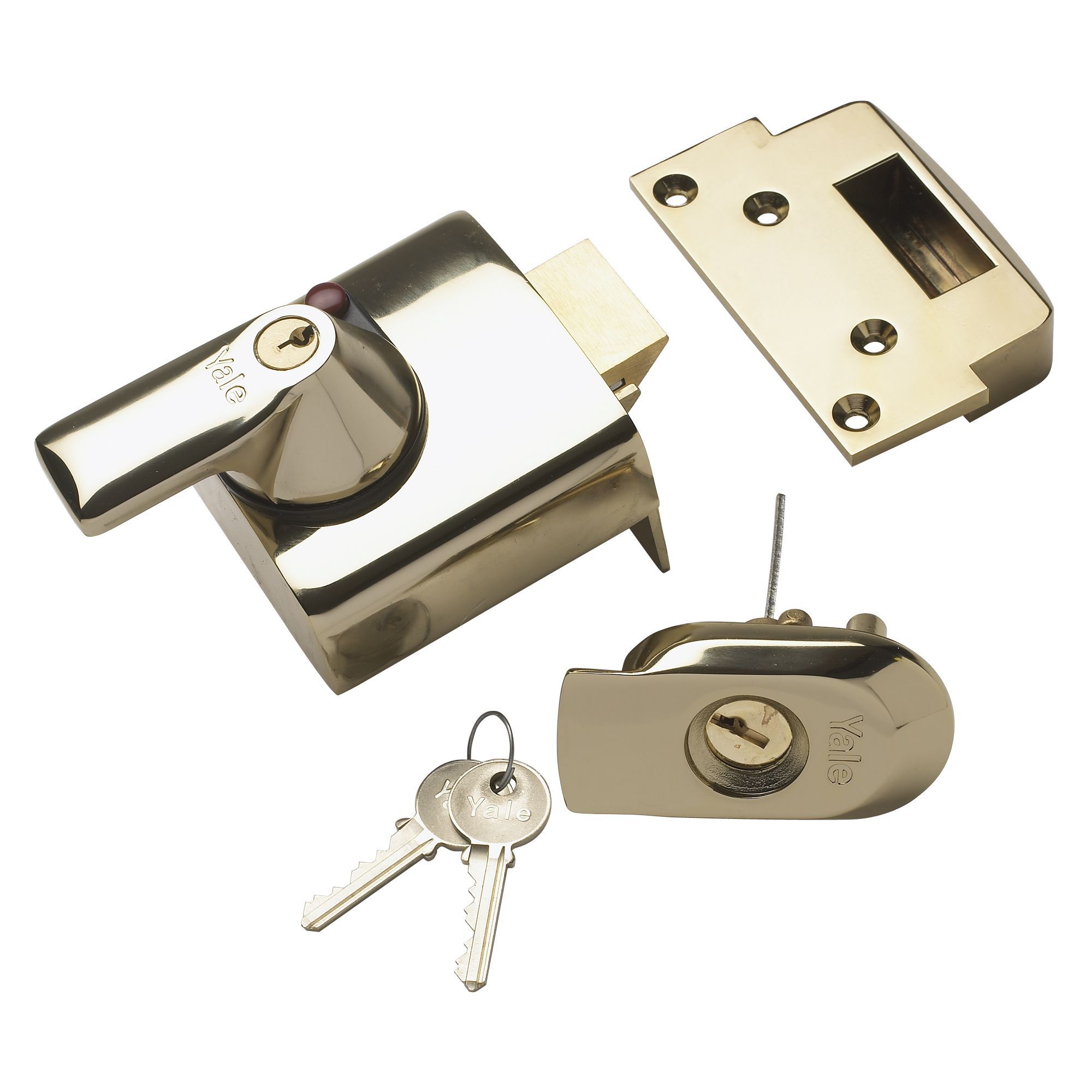 Yale Brass effect Deadlock Night latch, (H)90mm (W)90mm