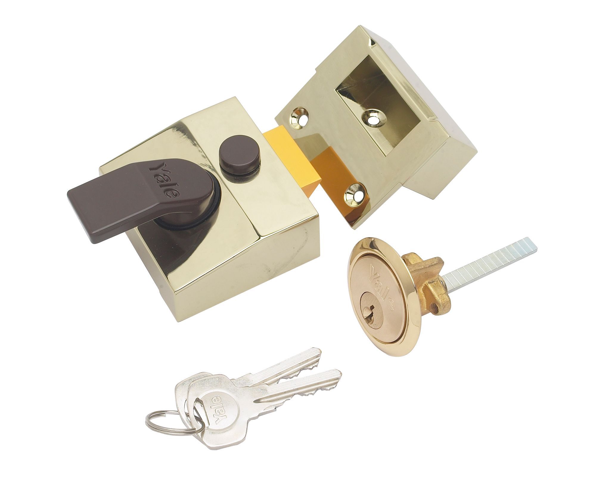 Yale Brass effect LH & RH Deadlock Night latch, (H)70mm (W)62mm