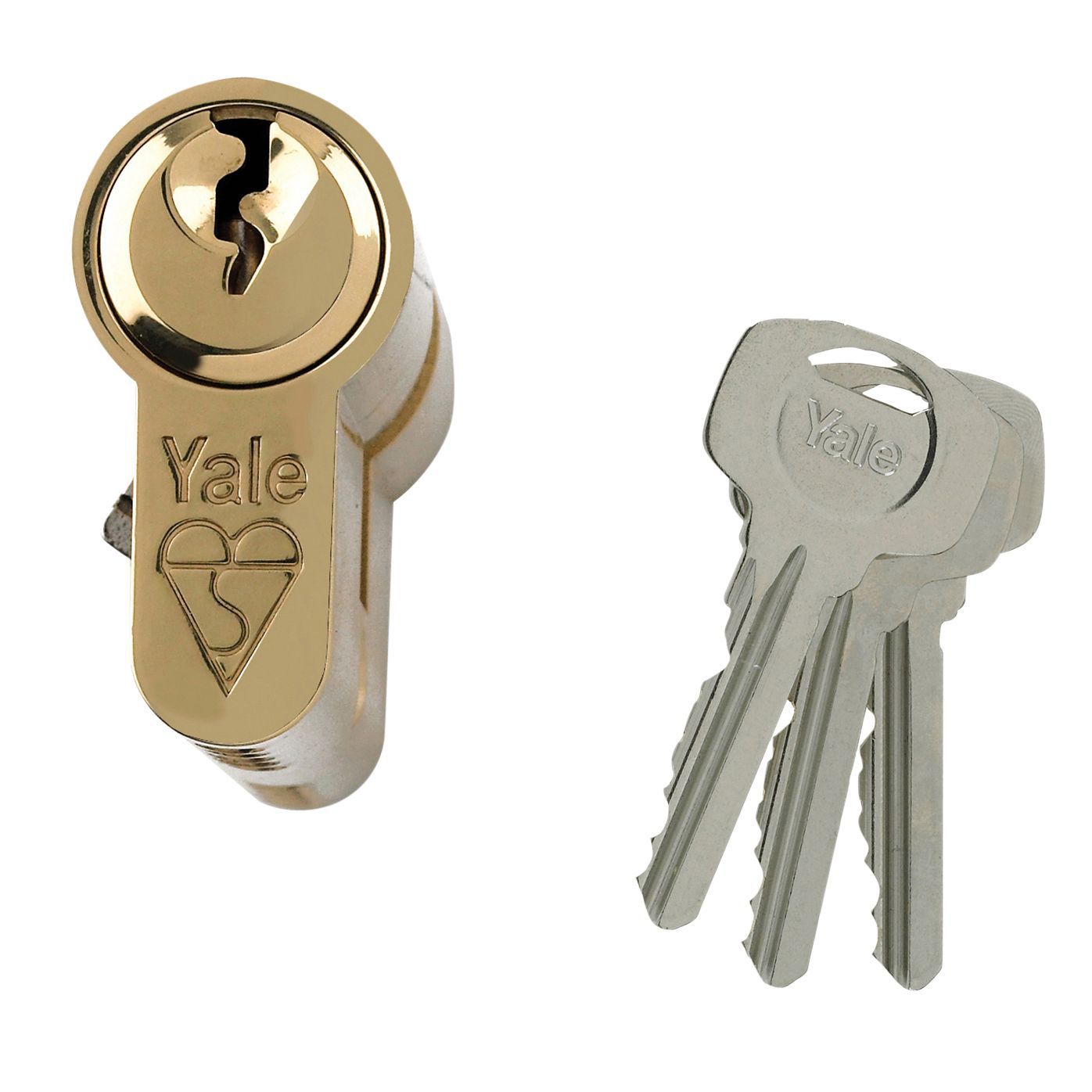 Yale Brass effect Single Euro Cylinder lock, (L)70mm (W)29mm