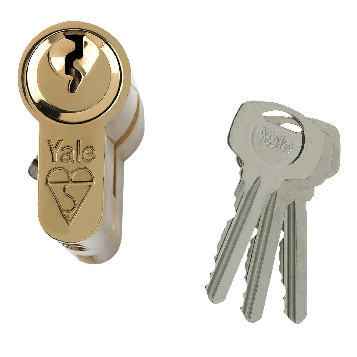 Yale Brass effect Single Euro Cylinder lock, (L)80mm (W)29mm