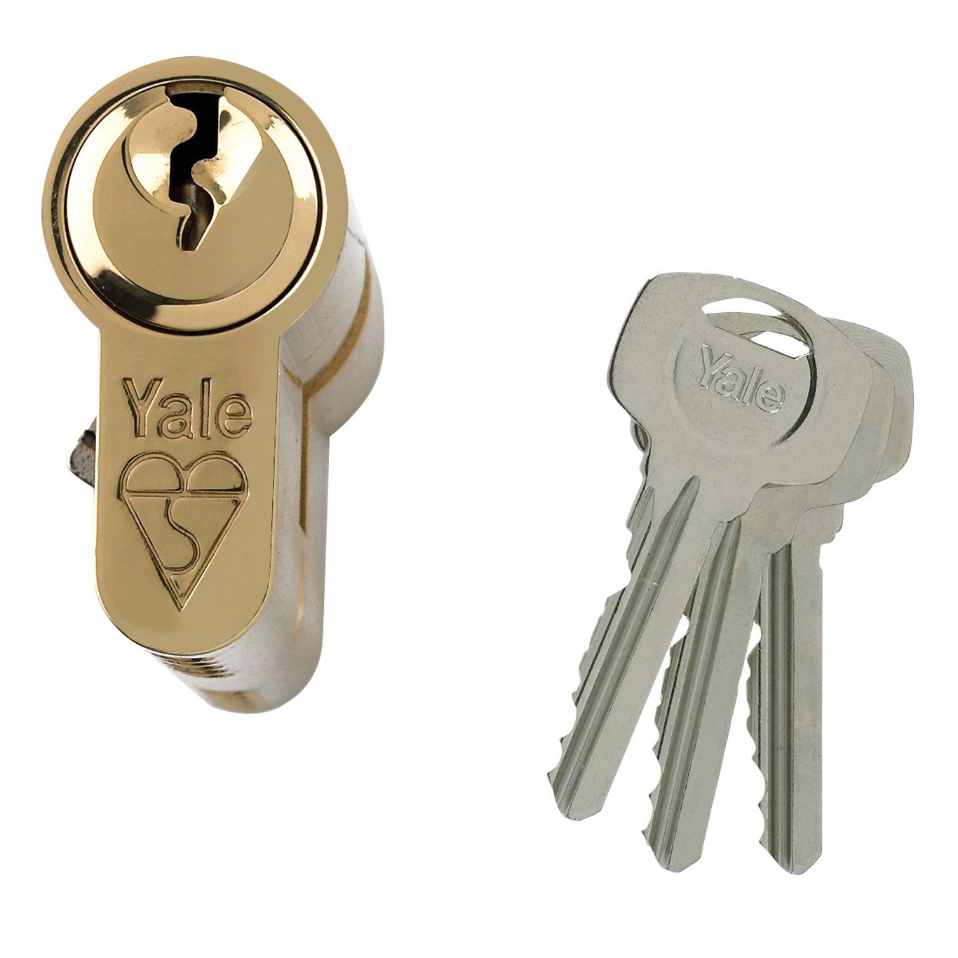 Yale Brass effect Single Euro Cylinder lock, (L)95mm (W)29mm