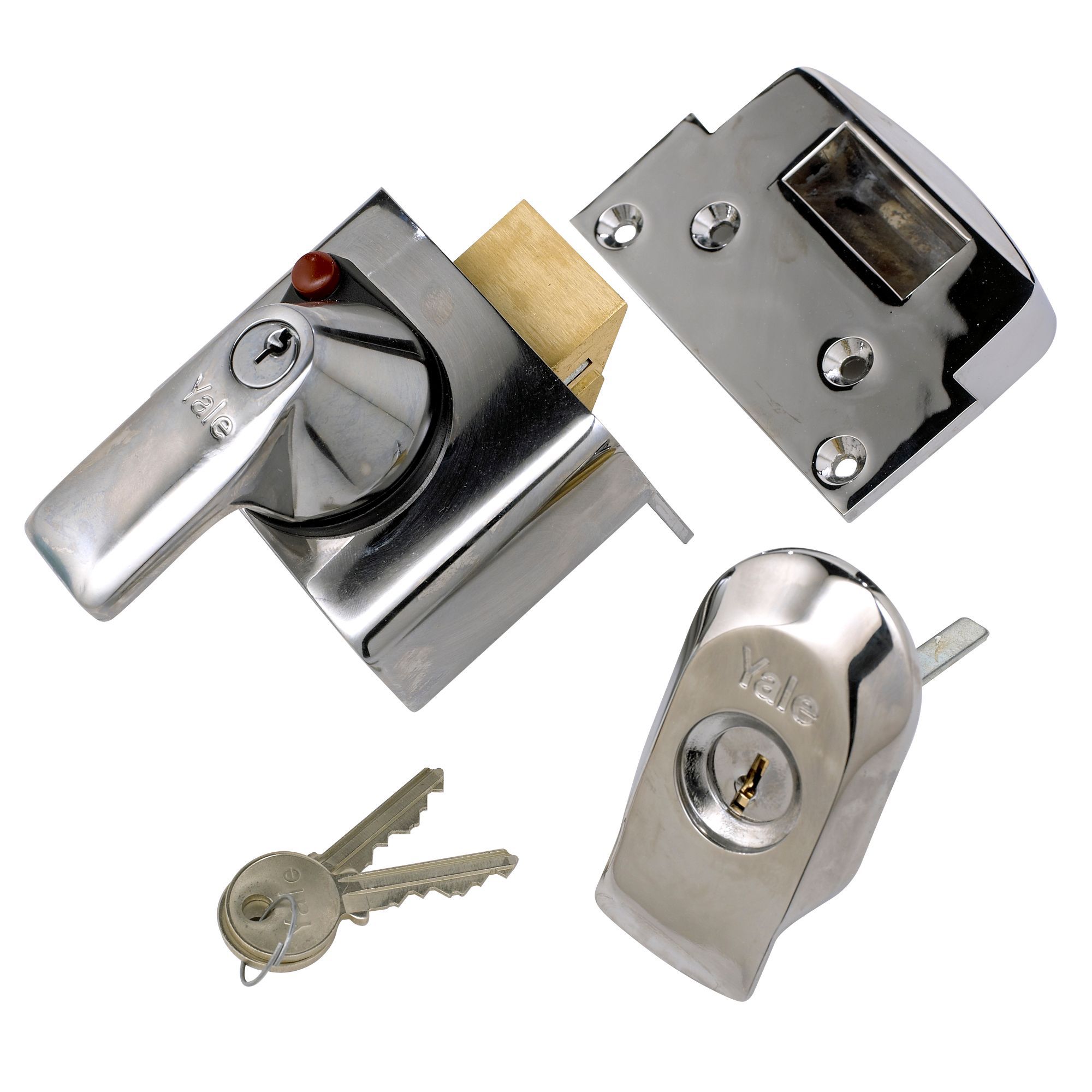 Yale Chrome effect Night latch, (H)90mm (W)90mm