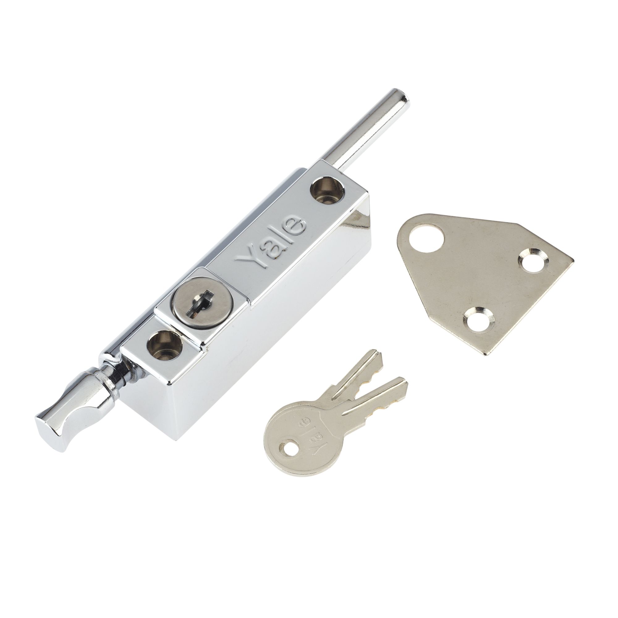 Yale Chrome effect Steel Straight Door bolt P124 (L)82mm