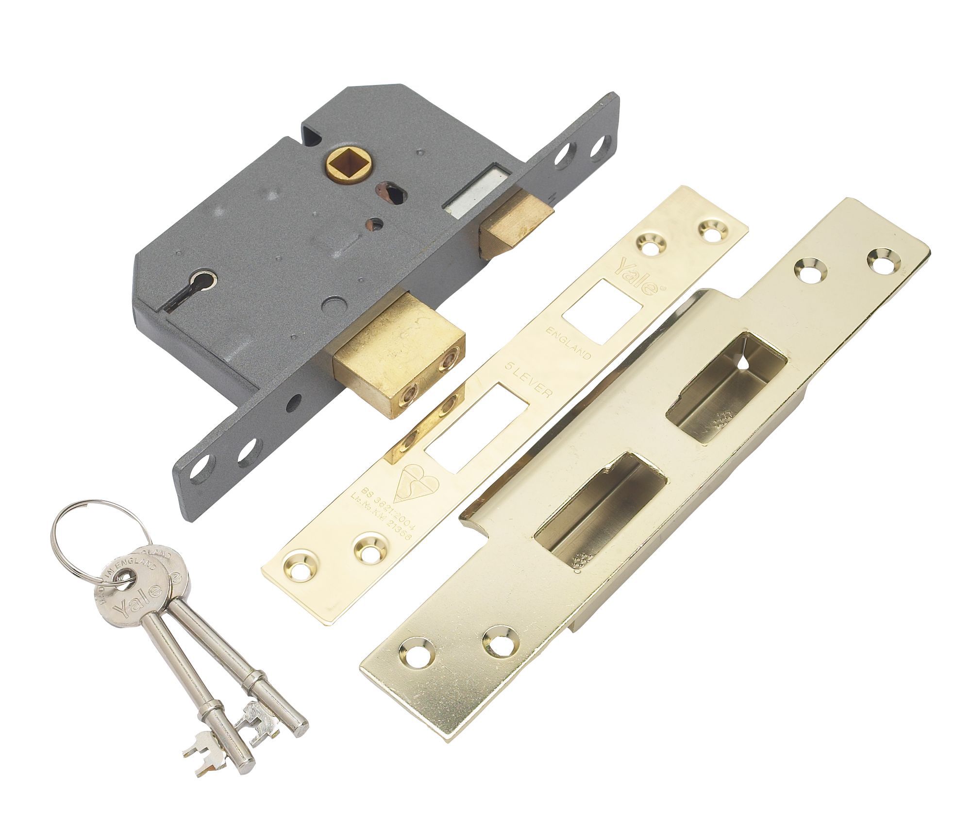 Yale PM560 2.5P 64mm Brass effect Metal 5 lever Sashlock | Tradepoint