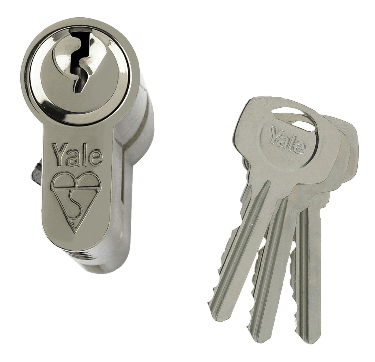 Yale Satin Nickel effect Single Euro Cylinder lock, (L)70mm (W)29mm